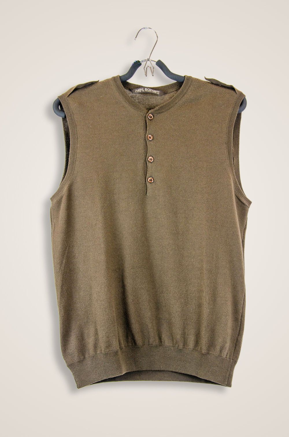 Neil Barrett Chocolate Knit Sleeveless Henley Vest - Size M