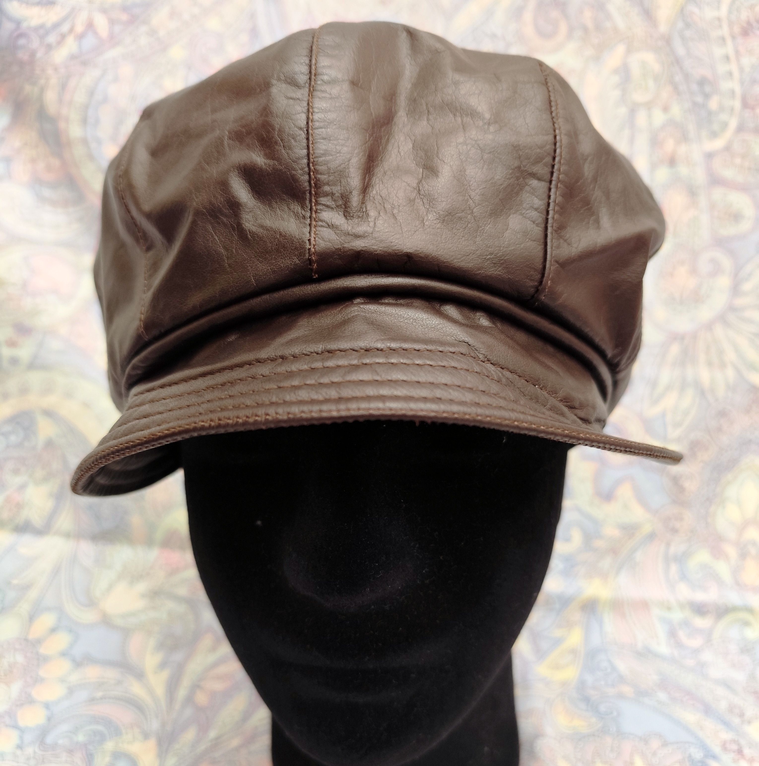 Japanese Brand Alps Kawamura Newsboy Leather Hat Size ONE SIZE - 2 Thumbnail
