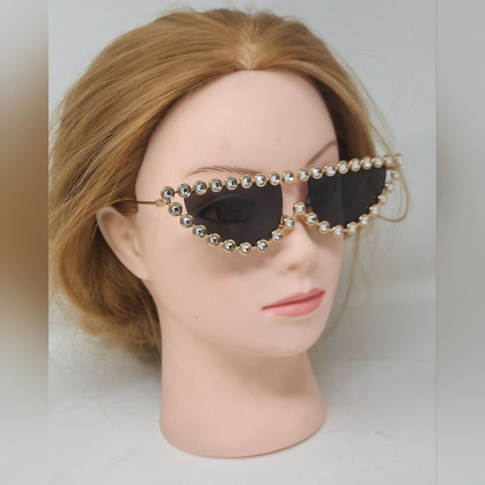 Gucci Gucci Hollywood Forever Sunglasses Crystals Gold Cat Eye GG Size ONE SIZE - 9 Thumbnail