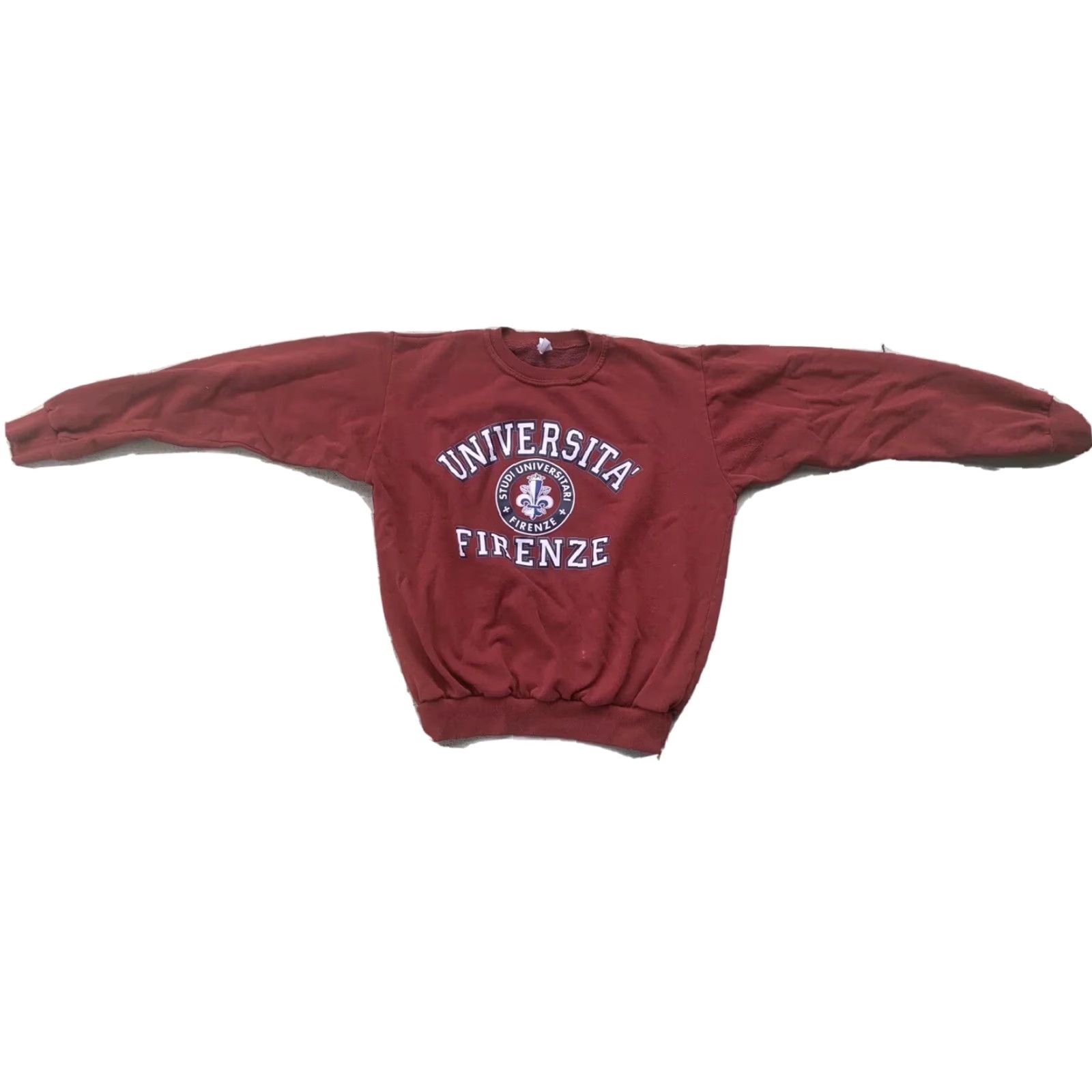 Spell VINTAGE Universita Firenze Sweatshirt Made in Italy L Logo Spell out Mens Sweatshirt Crew Neck Red 90s University Graphic Print Size US L / EU 52-54 / 3 - 3 Thumbnail