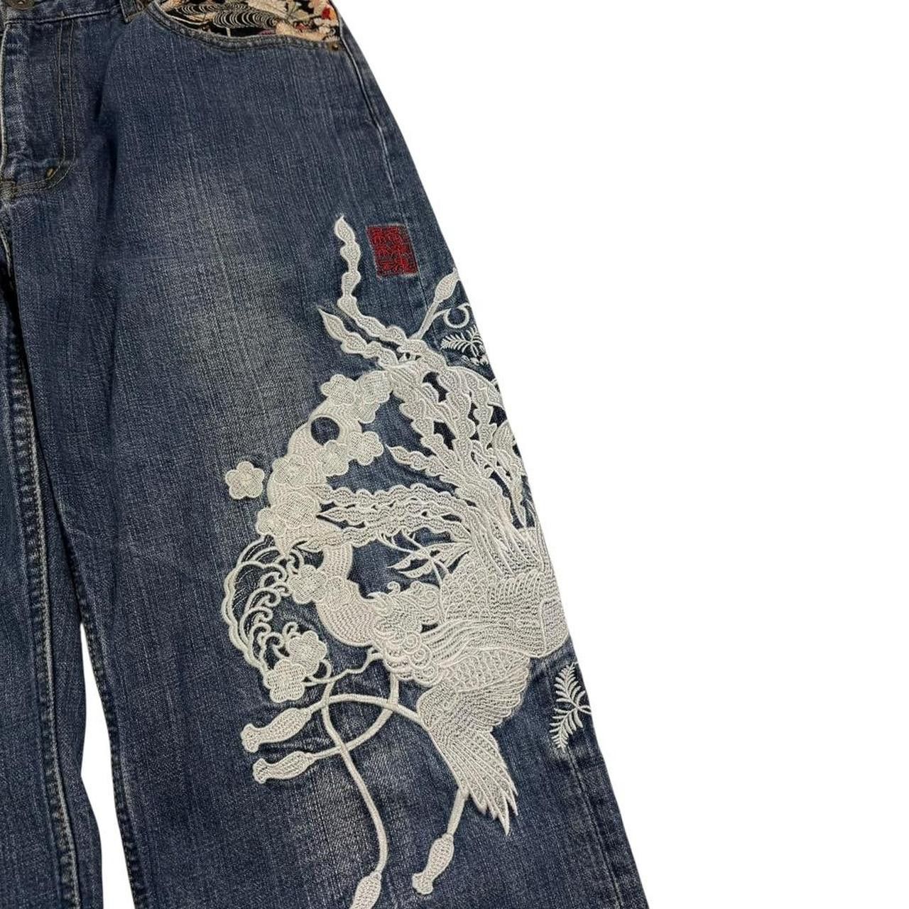 Karakuri Tamashii Karakuri Tamashii Embroidered Japanese Denim Jeans Waist 31 Size US 31 - 2 Thumbnail