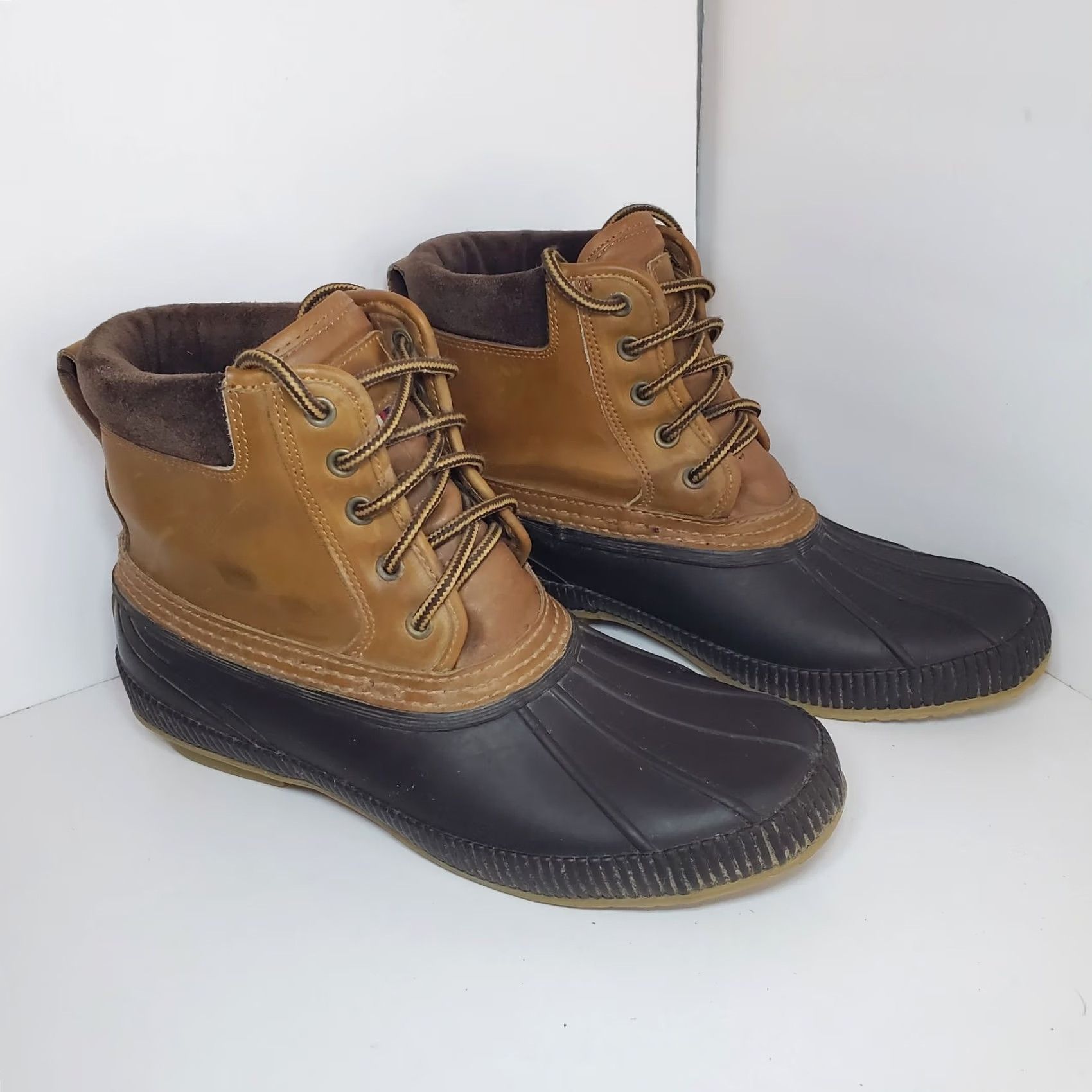 Tommy Hilfiger Tommy Hilfiger TMCHARLIE Mens Sz 9 Tan Leather Lace Up Duck Boots Waterproof Size US 9 / EU 42 - 2 Thumbnail