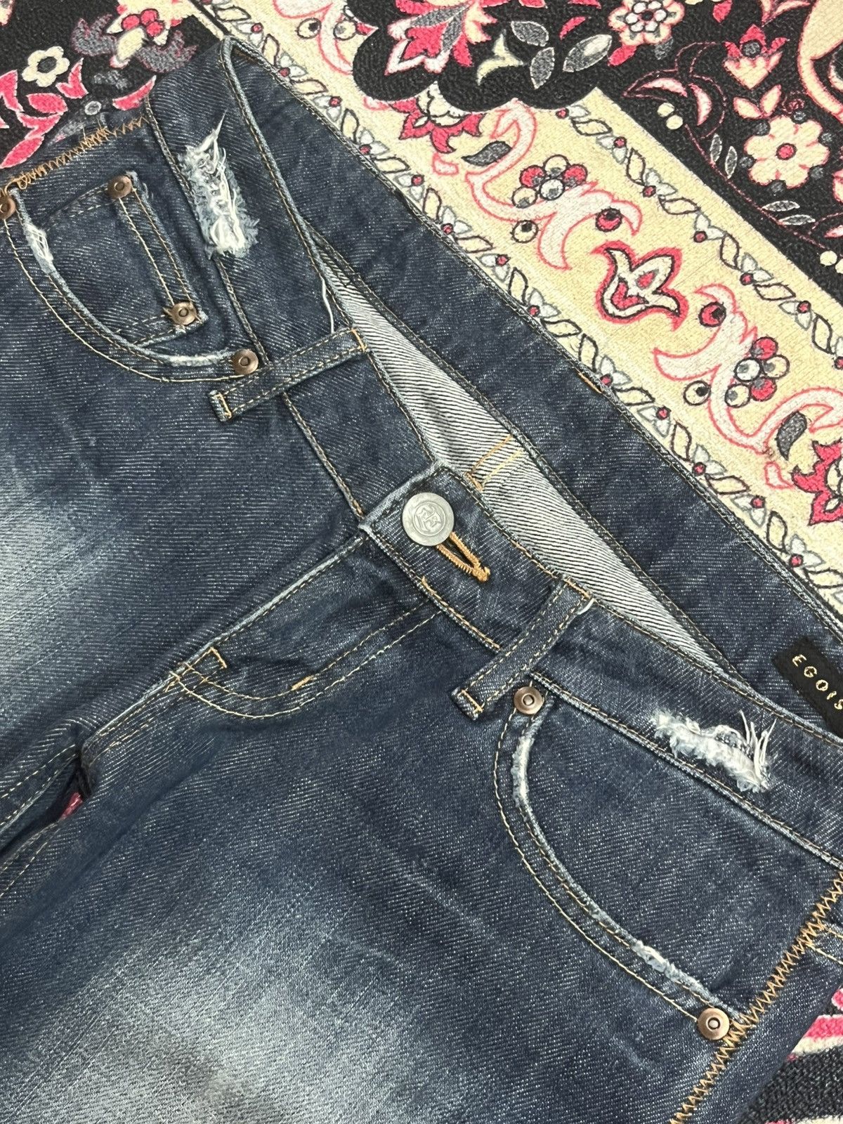 If Six Was Nine × Japanese Brand × Le Grande Bleu (L.G.B.) ⚡️Wide Leg⚡️Vintage Japanese Brand Egoist Frayed Leg Blue Jean Size 26" / US 2 / IT 38 - 5 Thumbnail