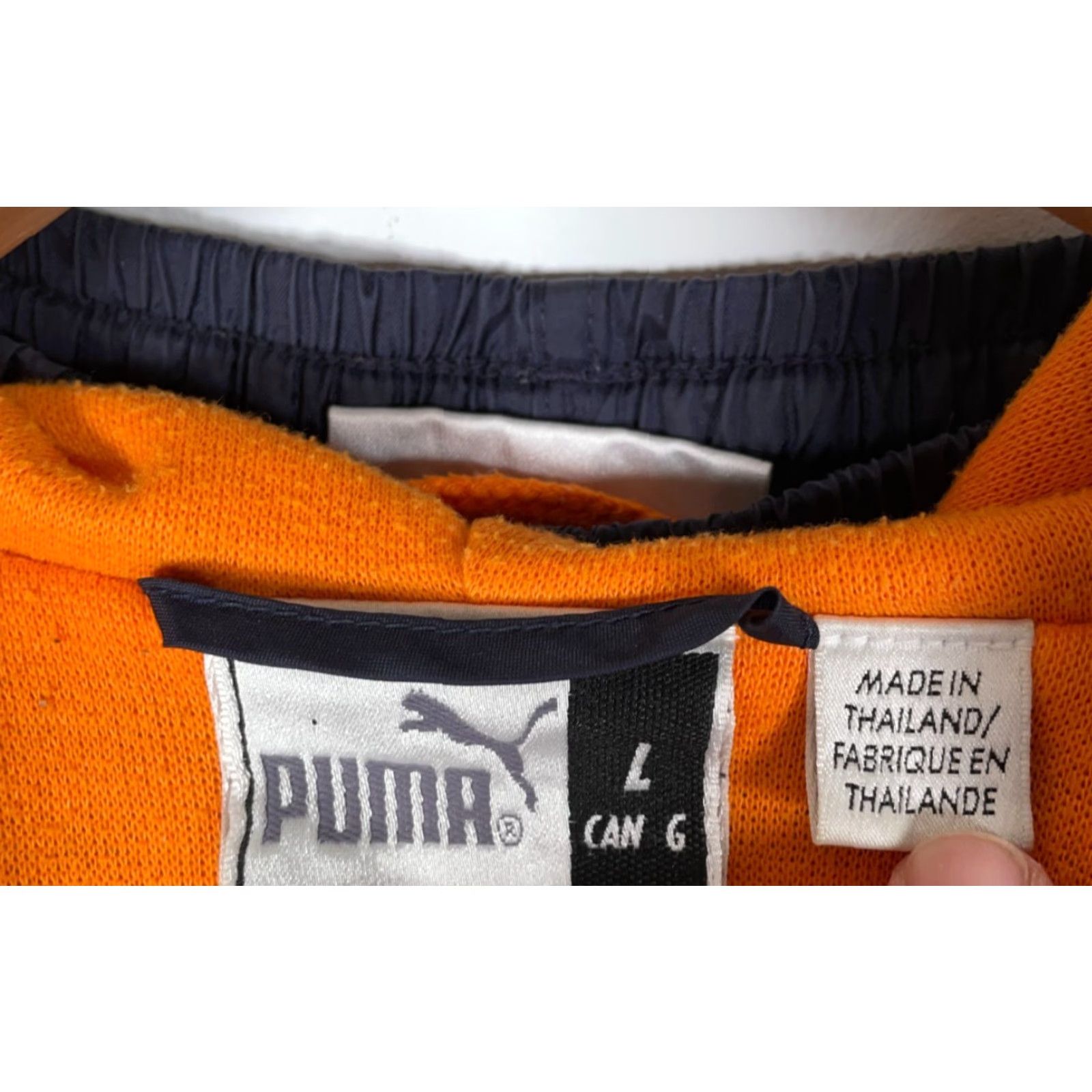 Puma Puma Tracksuit Windbreaker Jacket Pants Dark Blue Orange Fleece Lined 2 Piece Nylon Zip Pockets Mens M Size US 31 - 2 Thumbnail