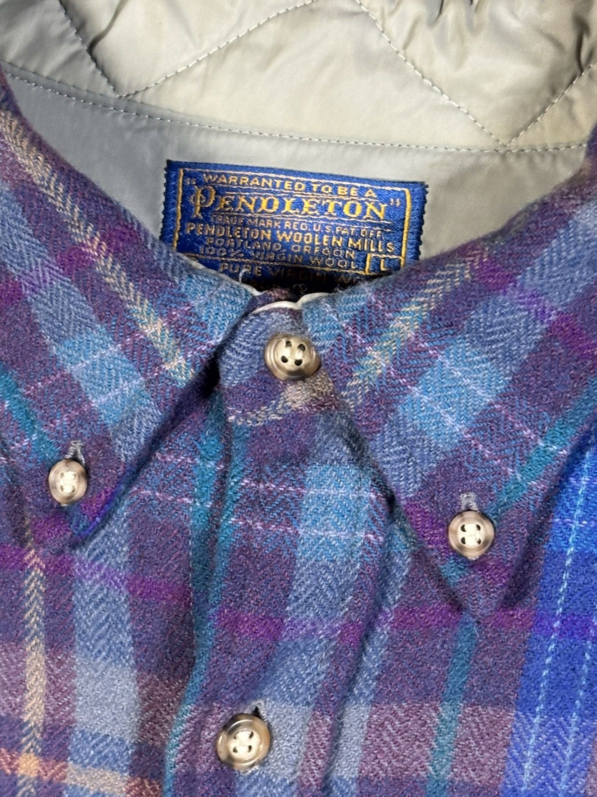 Pendleton Vintage 70s Pendleton Virgin Wool Plaid Flannel Button Up L Size US L / EU 52-54 / 3 - 4 Thumbnail