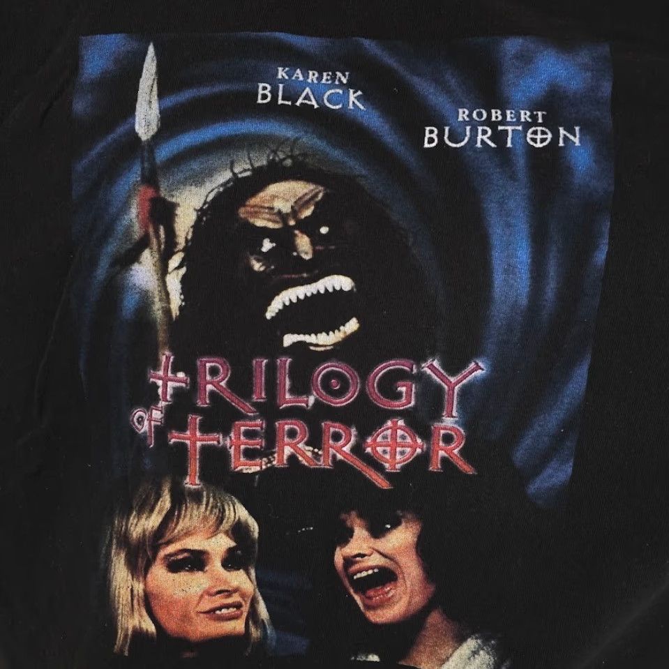 Vintage Trilogy Of Terror T Shirt Mens XL Horror Movie Tee Karen Black Halloween Retro Film Promo Promotional Shirt Mens XL Black Cotton T-Shirt Size US XL / EU 56 / 4 - 3 Thumbnail
