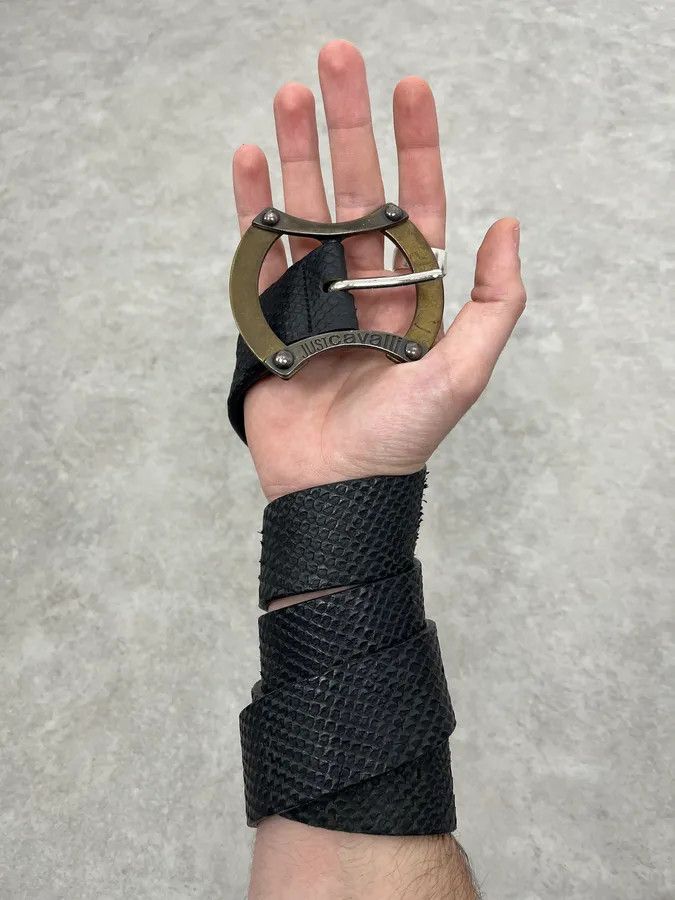Just Cavalli 2010s Cavalli Black Python Effect Leather Belt Size ONE SIZE - 2 Thumbnail