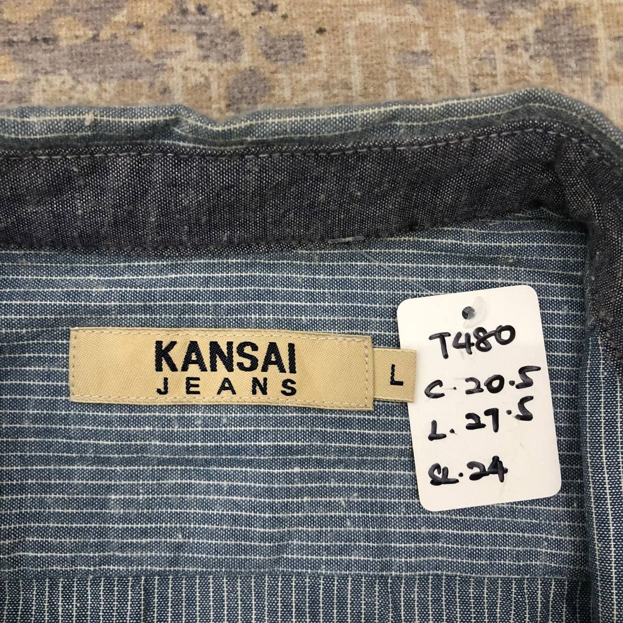 Kansai Yamamoto T480 KANSAI JEANS HICKORY STRIPE DENIM SHIRTS Size US L / EU 52-54 / 3 - 11 Thumbnail