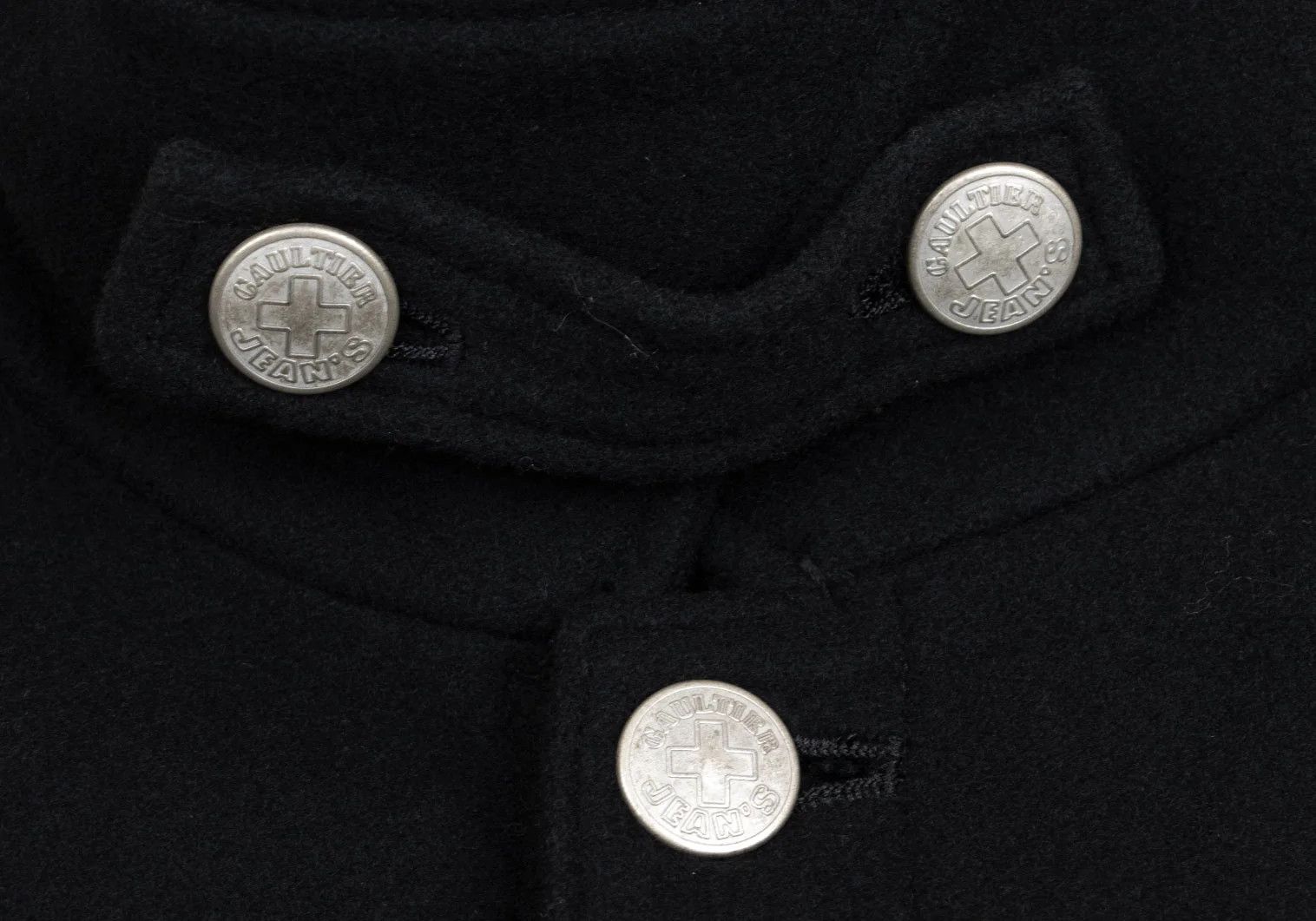 Jean Paul Gaultier Melton Wool Metal Logo Button Long Coat in Black 48 Size US M / EU 48-50 / 2 - 3 Thumbnail