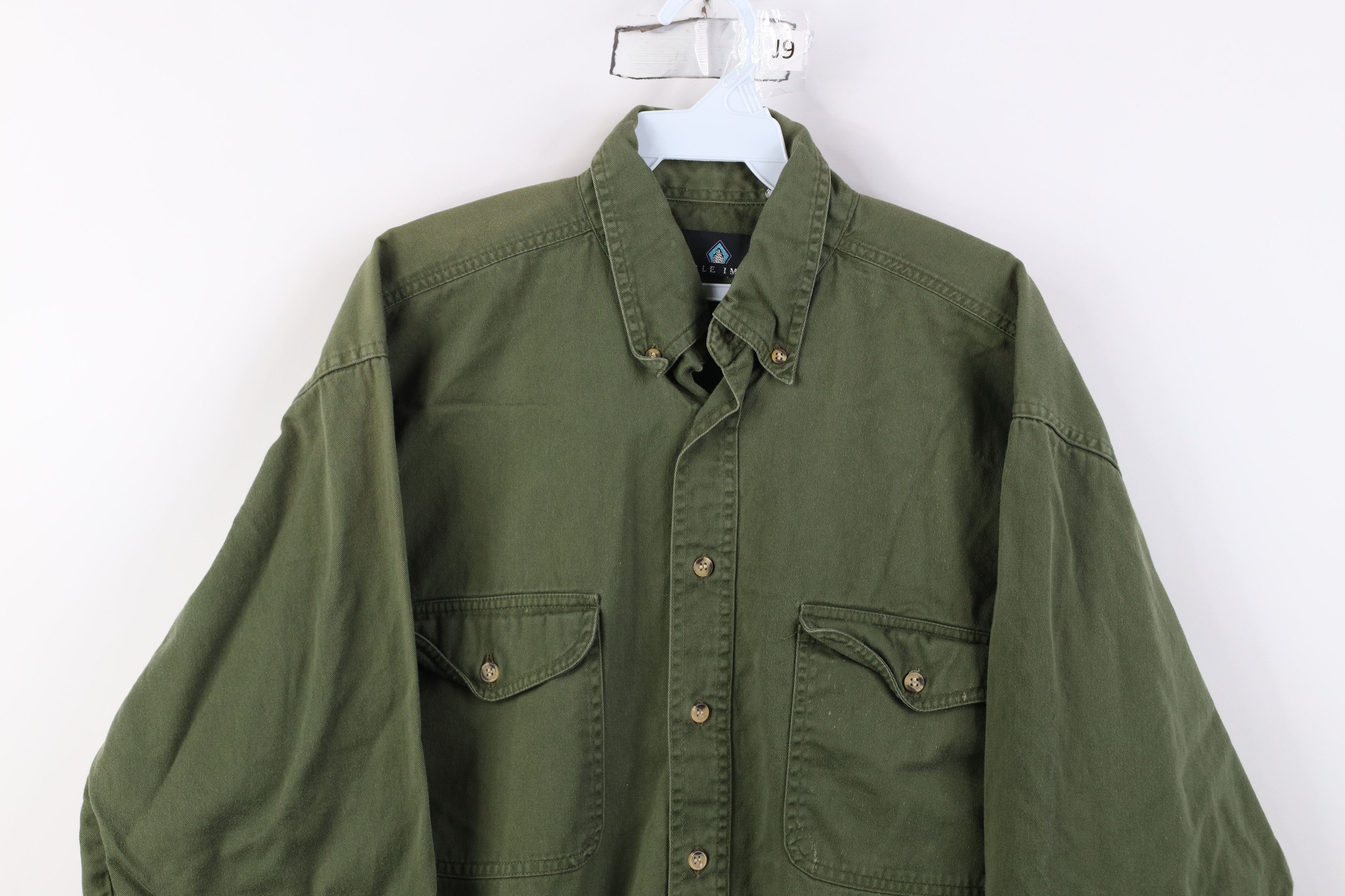 Vintage Vintage 90s Streetwear Cotton Twill Button Down Shirt Green Size US L / EU 52-54 / 3 - 2 Thumbnail