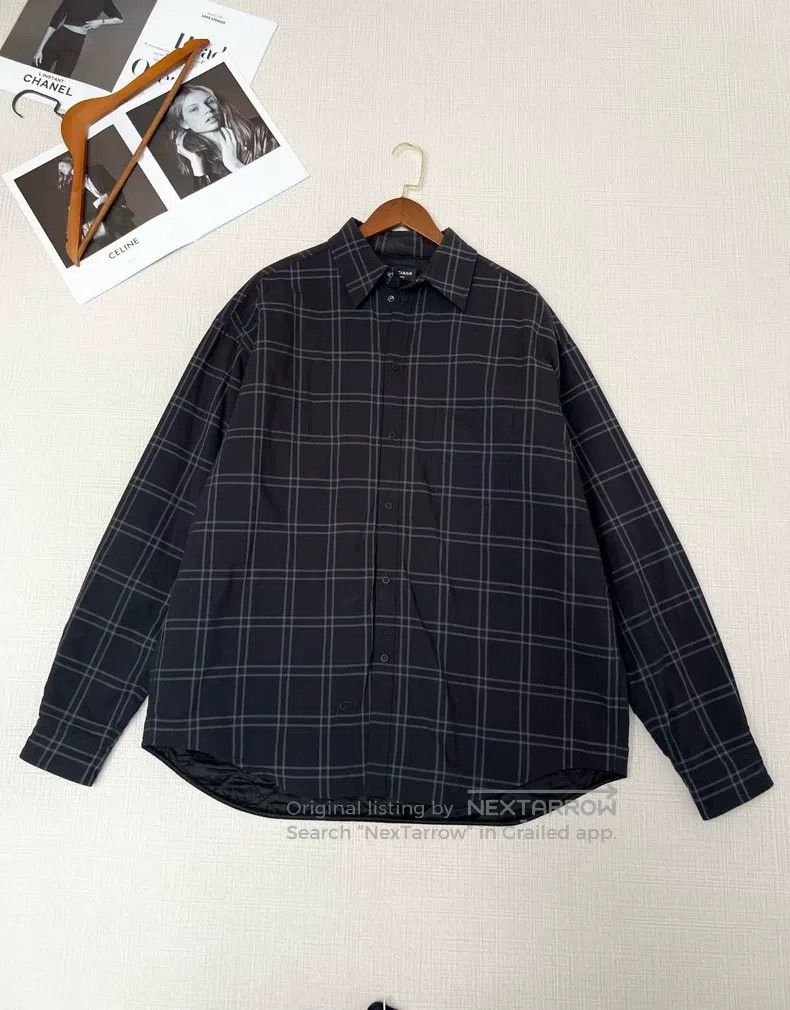 Balenciaga Balenciaga Plaid Chest Embroidered Logo Shirt Puffer Size US S / EU 44-46 / 1 - 1 Thumbnail