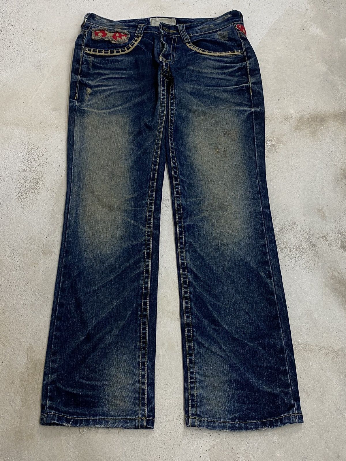 If Six Was Nine × Japanese Brand × Le Grande Bleu (L.G.B.) Vintage Lolita X Yoshitomo Nara Patches Mud Washed Whisker Size US 29 - 2 Thumbnail