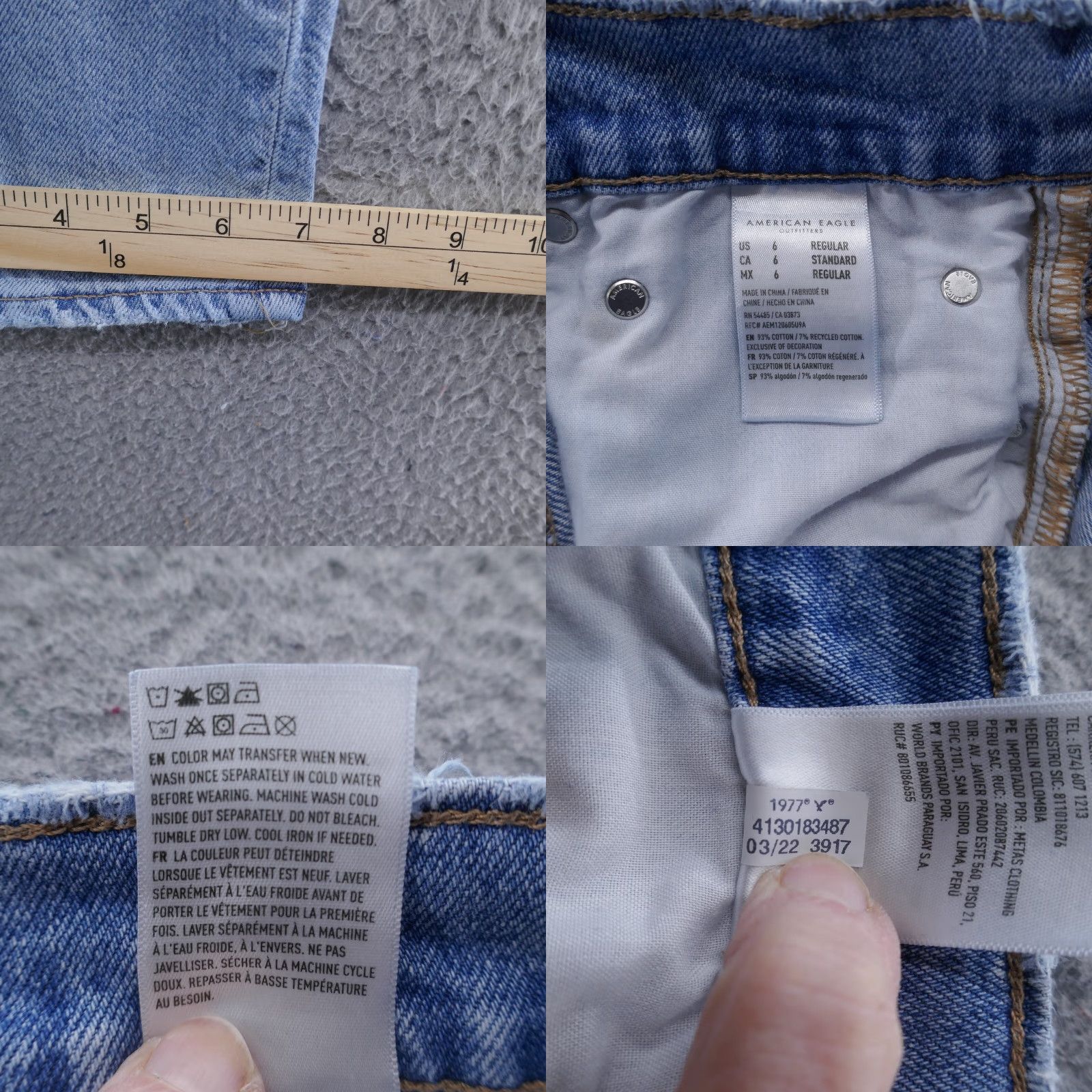 American Eagle Outfitters VINTAGE American Eagle Womens 90s Straight Jeans Blue 6 Mid Rise Distressed Jeans Regular Womens Size 30" / US 8 / IT 44 - 9 Thumbnail