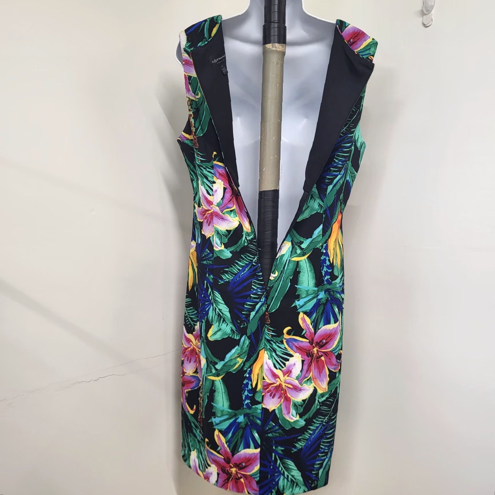 Vintage Connected Dress Womens Size 12 Black Tropical Floral Cruise Travel Brunch Size XL / US 12-14 / IT 48-50 - 5 Thumbnail
