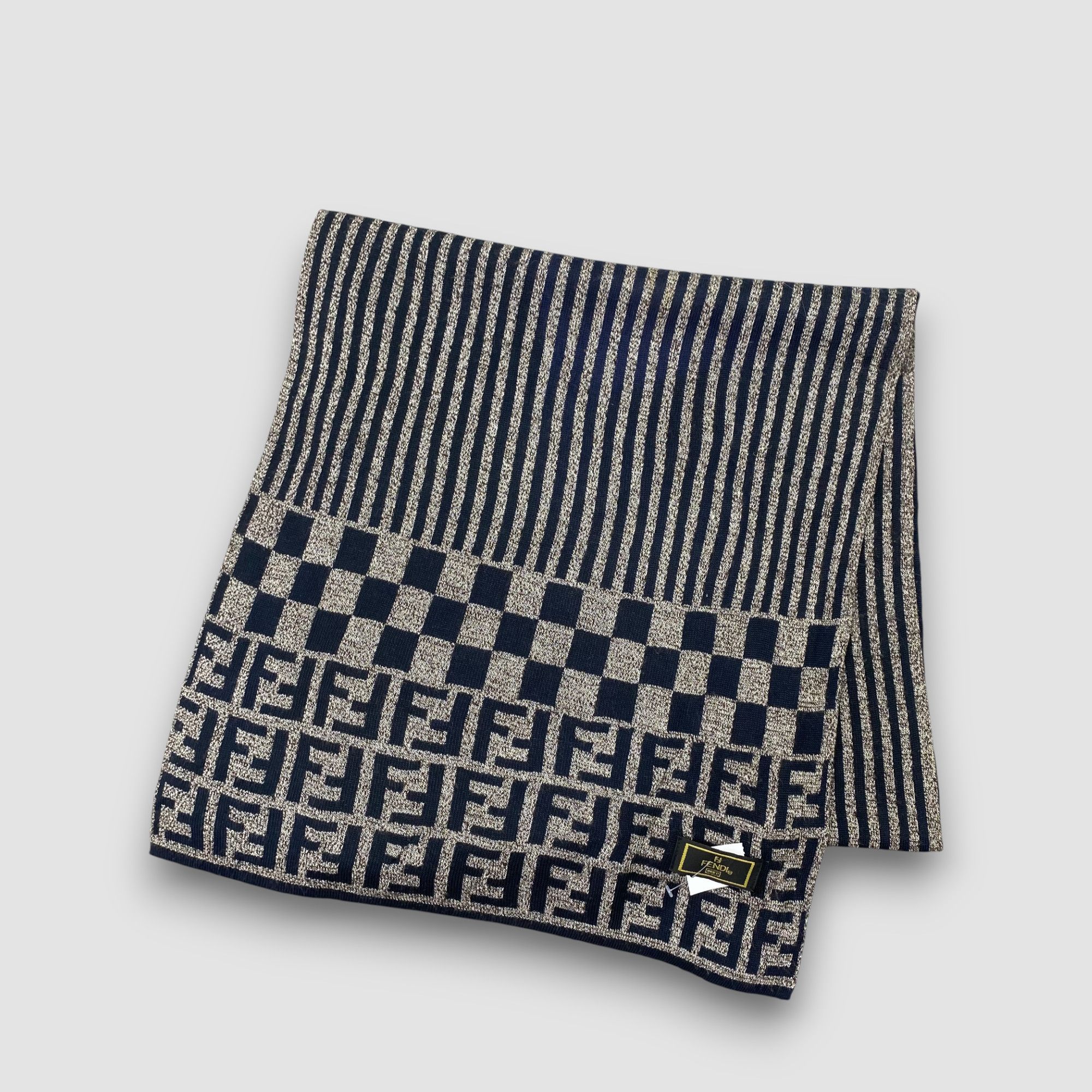 Japanese Brand Vintage Fendi Scarf Muffler Fendi FF Monogram Wool Scarves Size ONE SIZE - 2 Thumbnail