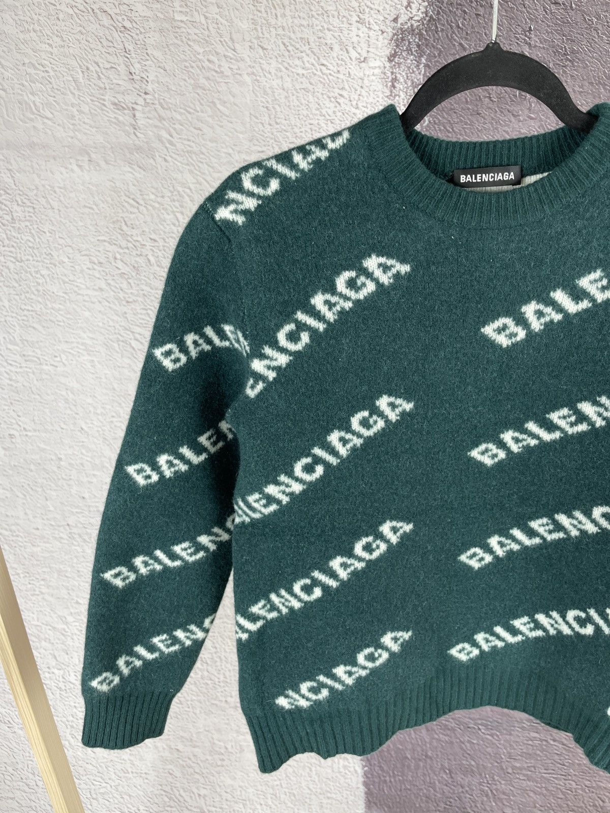 Balenciaga Balenciaga multi logo green wool sweater size S Size S / US 4 / IT 40 - 5 Thumbnail