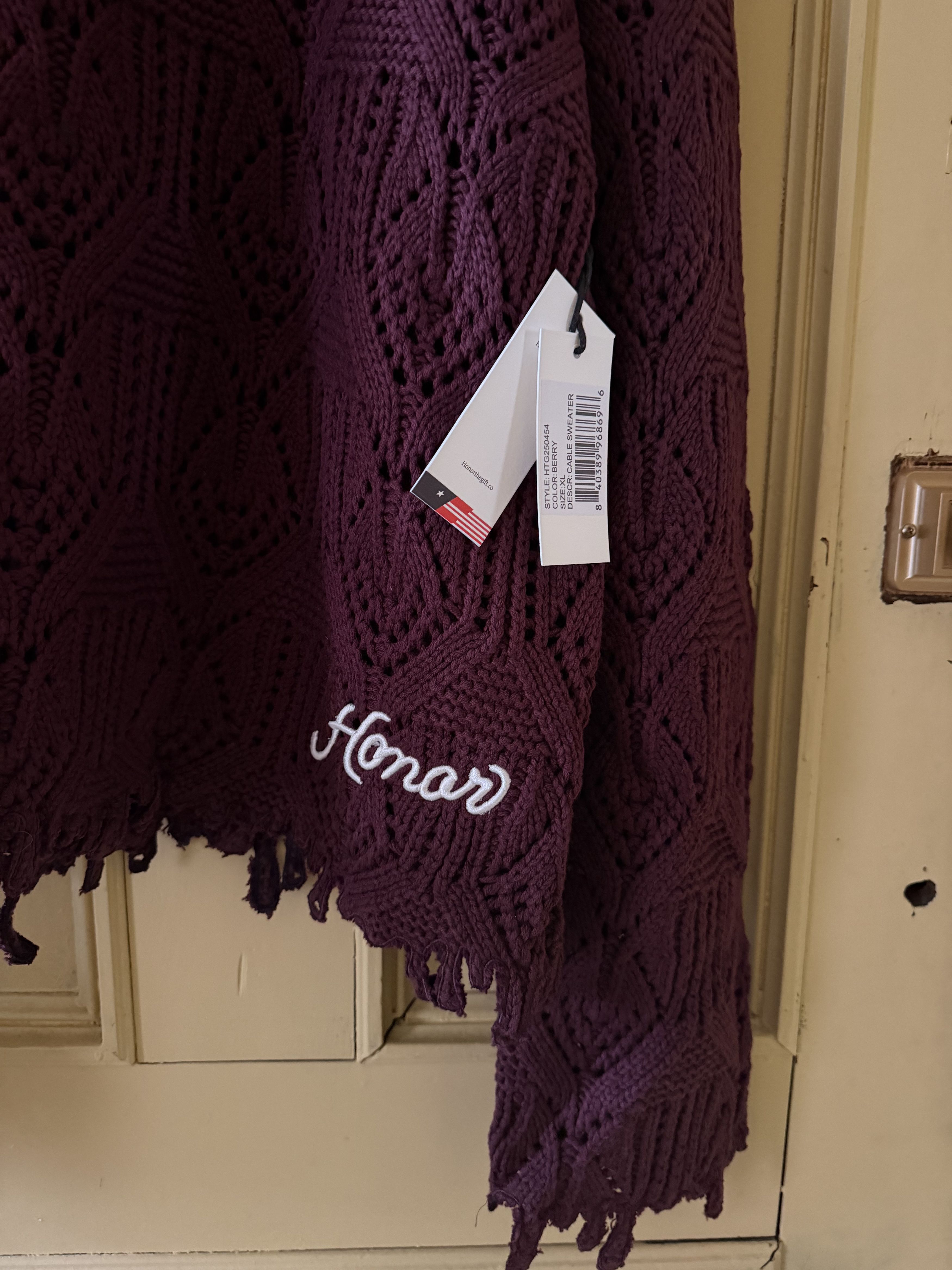 Honor the Gift Cable Sweater - Berry Size US XL / EU 56 / 4 - 4 Thumbnail