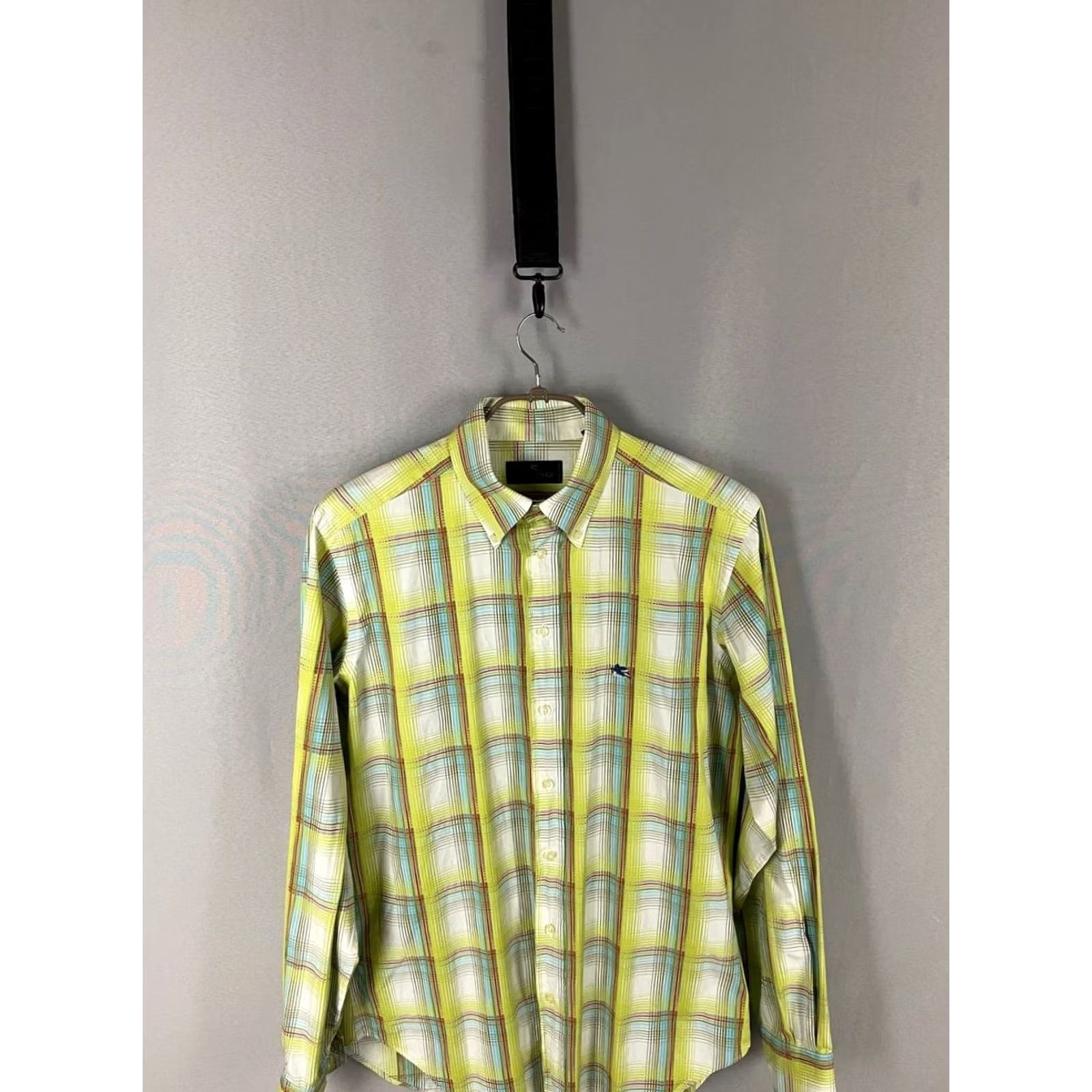 Etro Etro Milano Mens Button-Up Shirt 40 Yellow Plaid Cotton Long Sleeve Size US L / EU 52-54 / 3 - 7 Thumbnail
