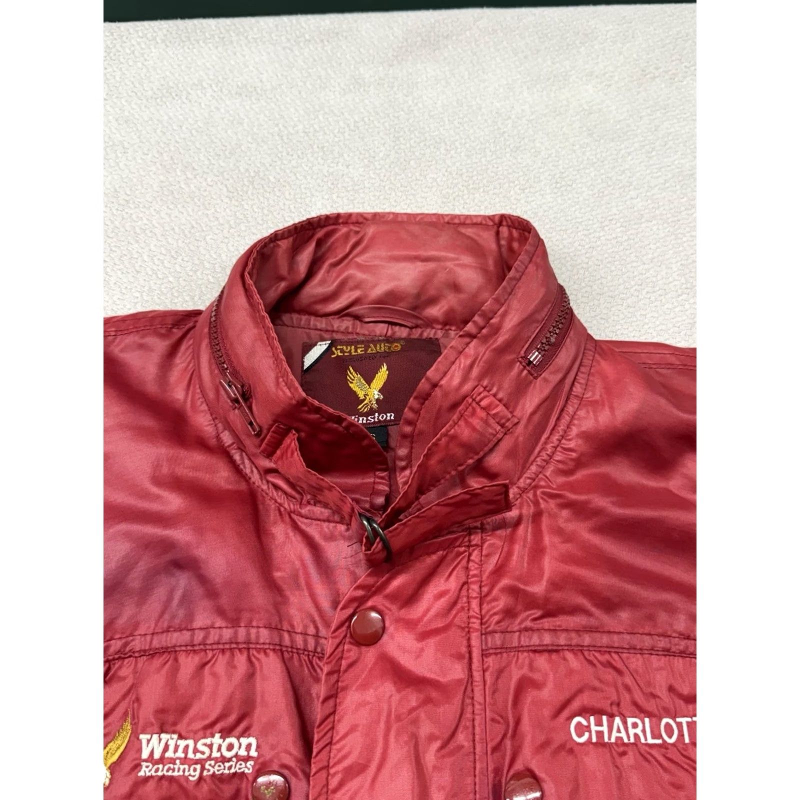 Vintage VINTAGE Winston Cigarette Racing Nylon Jacket Mens Small Red Bomber Jacket Short Nylon Outer Shell Embroidered Logo Zipper 90s Cars Mens Size US S / EU 44-46 / 1 - 6 Thumbnail