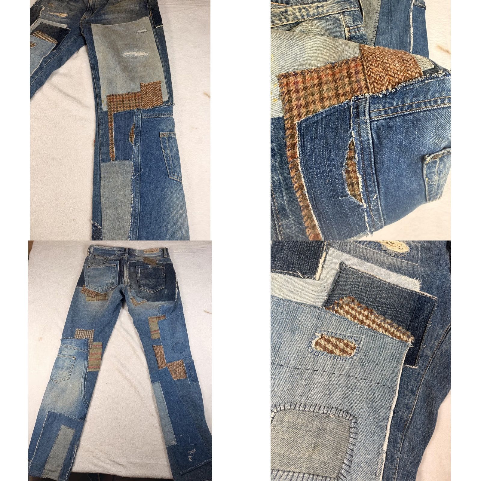 Ralph Lauren Ralph Lauren Jeans 29x32 Blue Patchwork Distressed Plaid Straight R01002 Men Jeans Slim Fit Regular 29x32 Vintage No Size US 29 - 9 Thumbnail