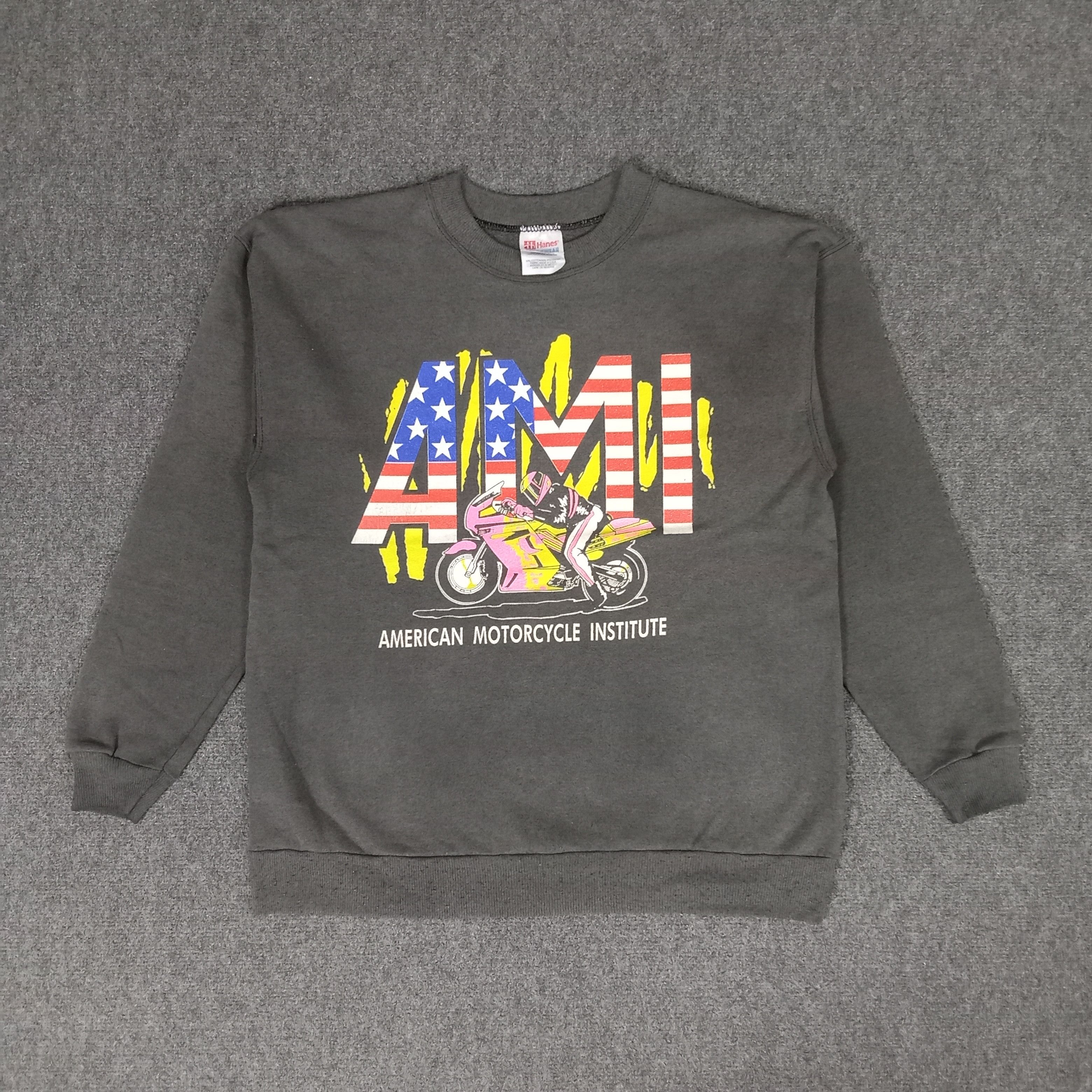 AMI × Vintage Vintage 90's American Motorcycle Institute Bikers Sweatshirt Size US S / EU 44-46 / 1 - 1 Thumbnail