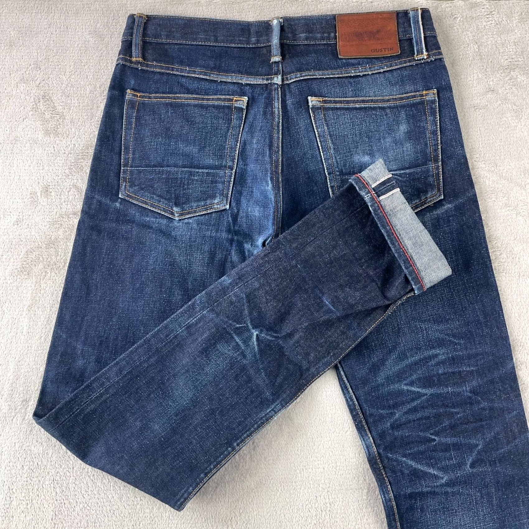 Gustin Gustin Jeans Men 30 Slim Denim Raw Blue Distressed Selvedge Button Fly 5-Pocket Pants Size US 30 / EU 46 - 2 Thumbnail