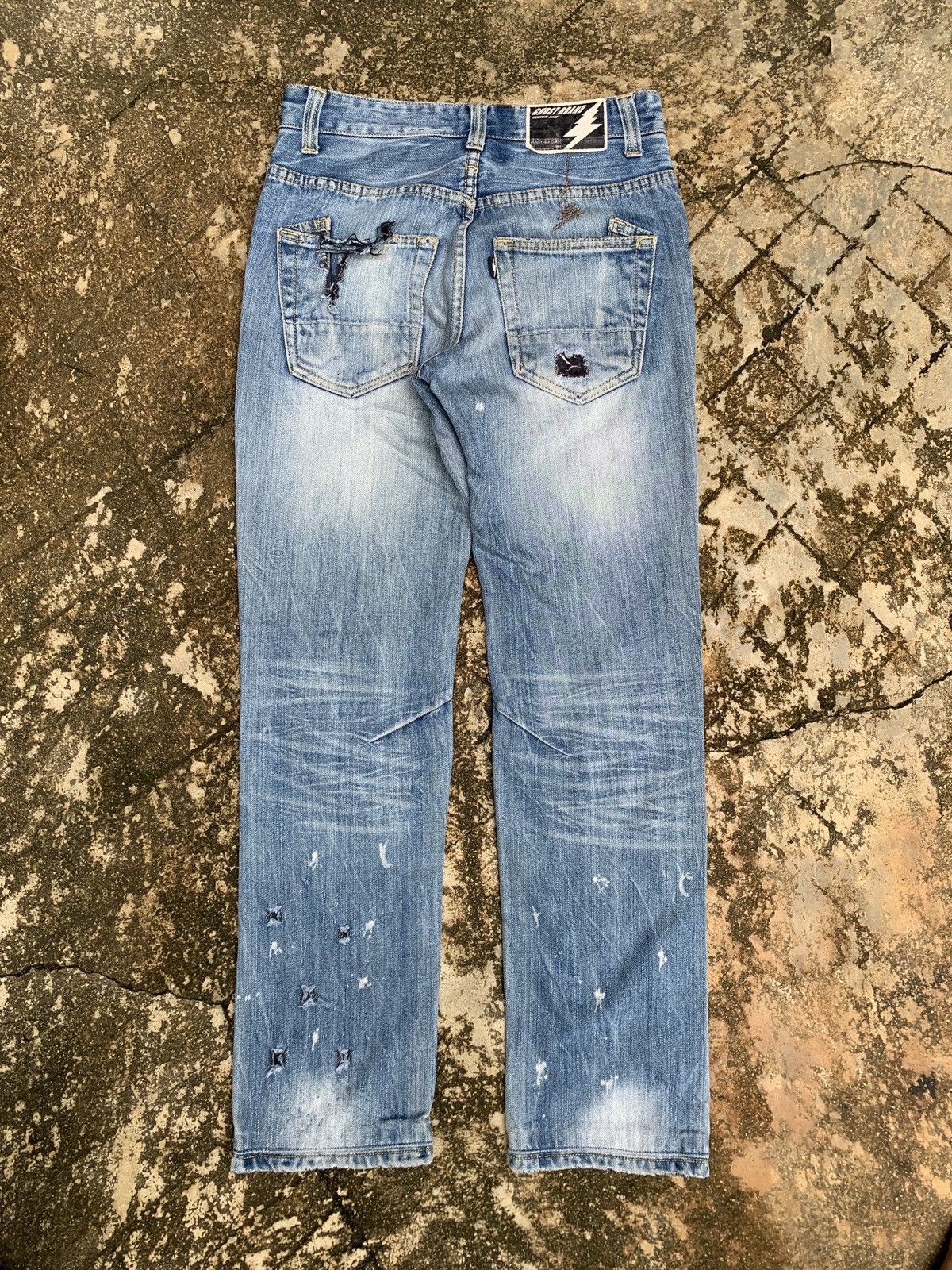 If Six Was Nine × Japanese Brand 2000s Ghost Brand Technical Disstressed Style Jeans Pants Size 29" - 2 Thumbnail