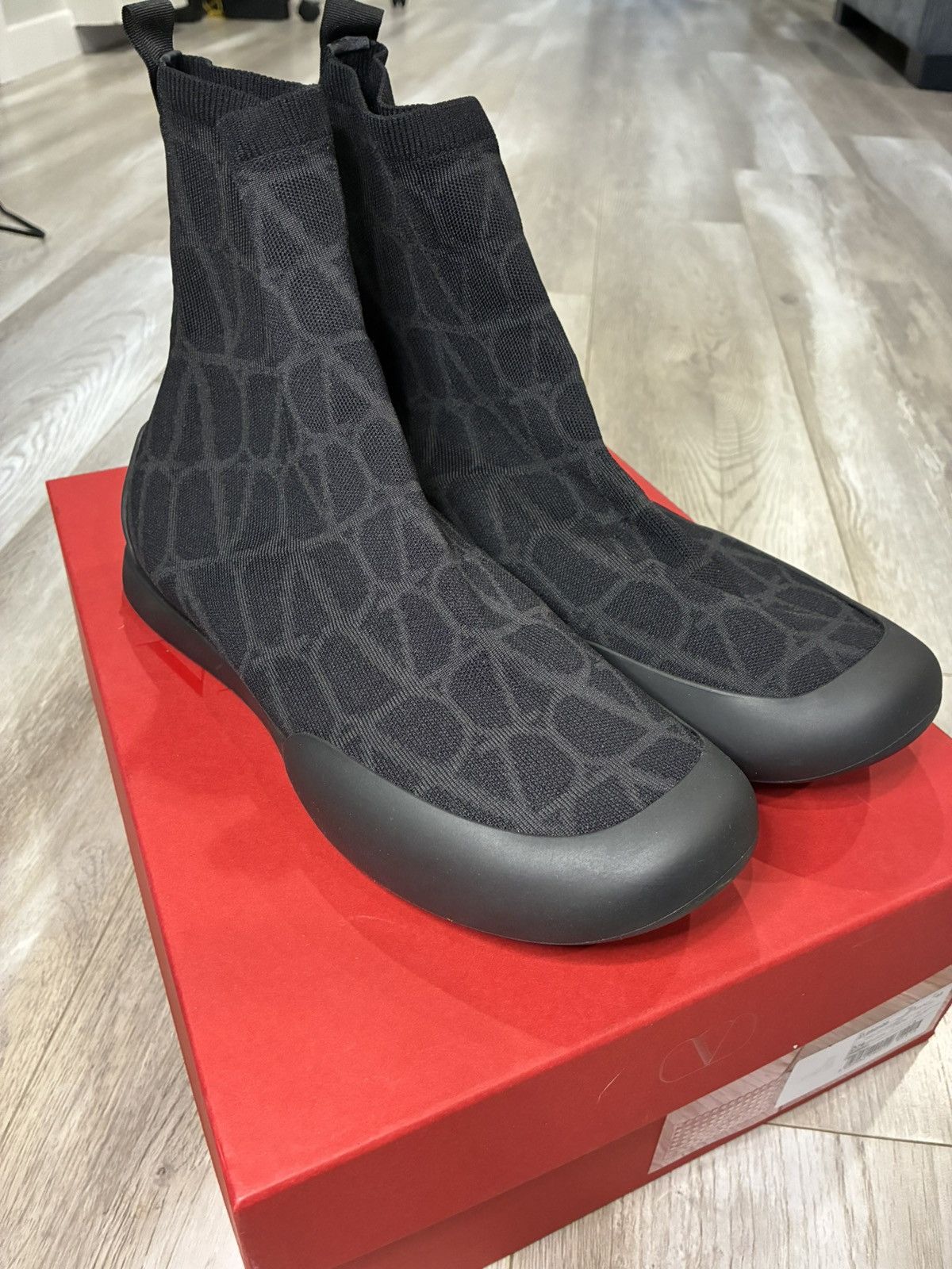 Valentino Valentino Garavani Toile Iconographed Sock Boots Size US 10 / EU 43 - 1 Thumbnail