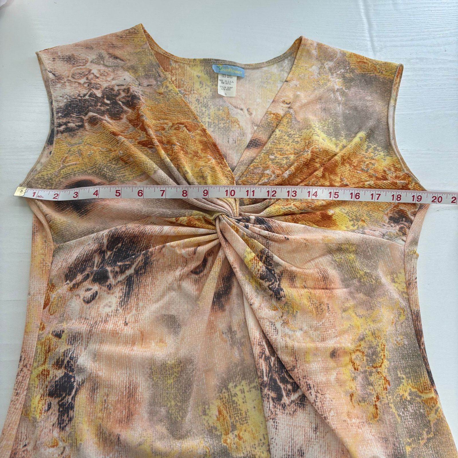 Sunflower Sunflower Earth Tone Abstract Twist Front Cap Sleeve Top XL Size XL / US 12-14 / IT 48-50 - 6 Thumbnail