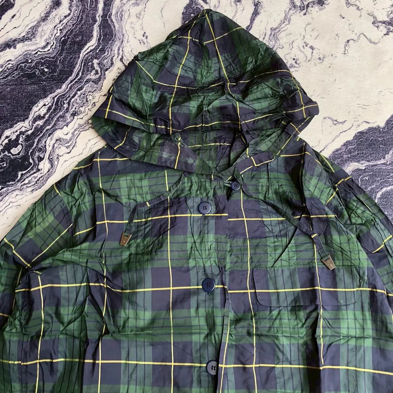 Issey Miyake Vintage ISSEY MIYAKE Hooded Check Coat — 2013 Runway Feel Size US M / EU 48-50 / 2 - 2 Thumbnail