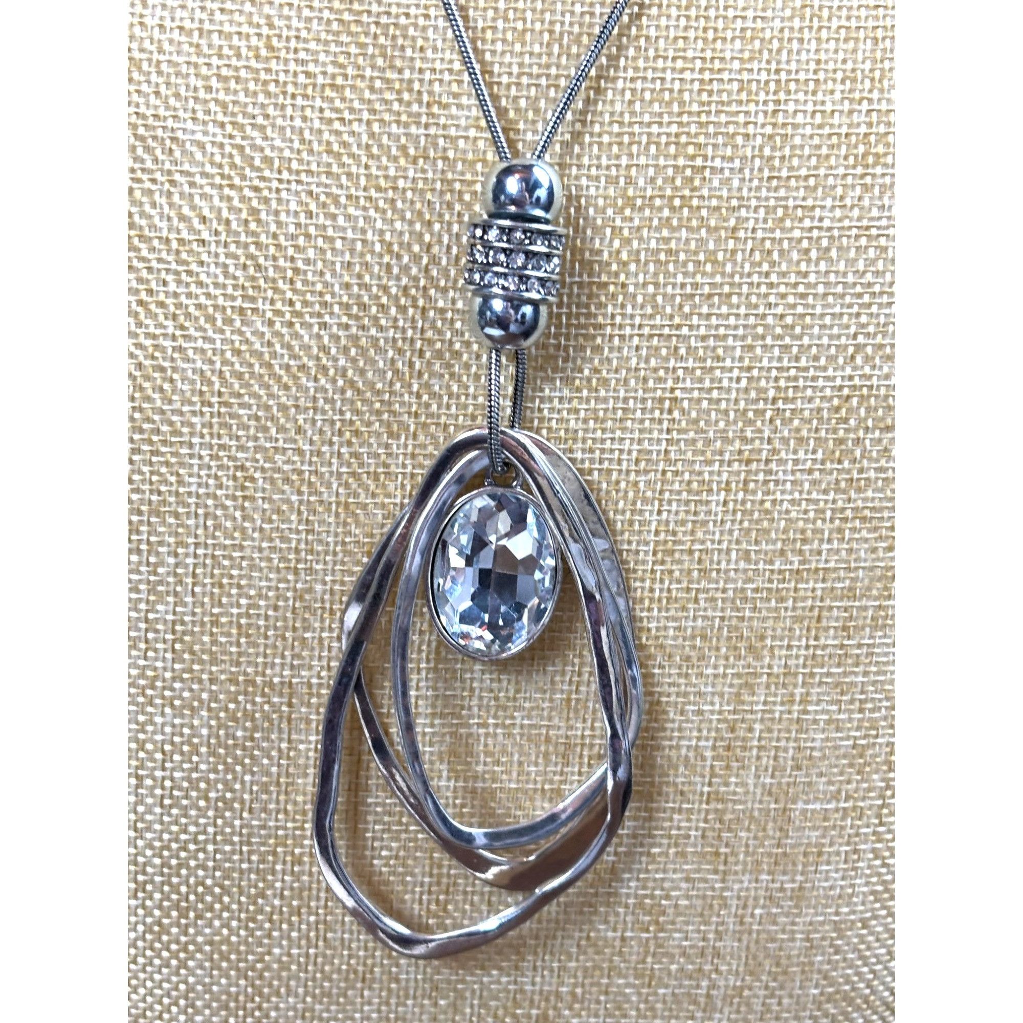 Other Silver-Tone Adjustable Necklace With Abstract Metal Loops & Size ONE SIZE - 2 Thumbnail