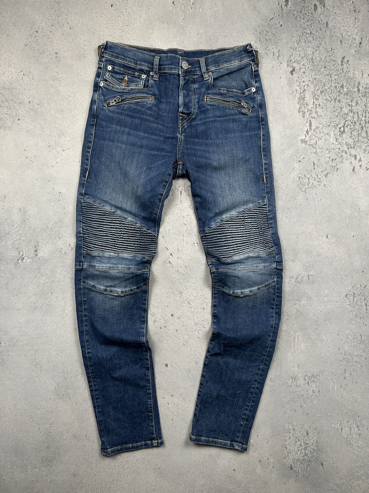 True Religion Vintage True Religion Rocco Moto Biker Jeans Rare Faded Blue Size US 32 / EU 48 - 1 Thumbnail