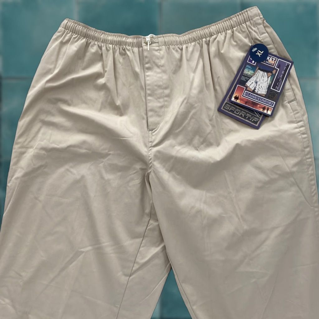 Vintage VINTAGE Sportif Pants Mens XL Khaki Beige Stretch Fabric Waistband Straight NWT Size US 36 / EU 52 - 1 Thumbnail