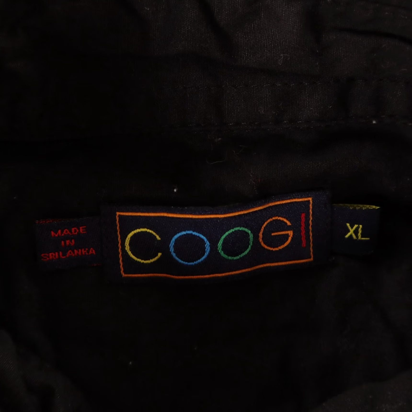 COOGI Shirt Mens Extra Large Black 100% Cotton Button Up Long Sleeve Felt Logo Mens