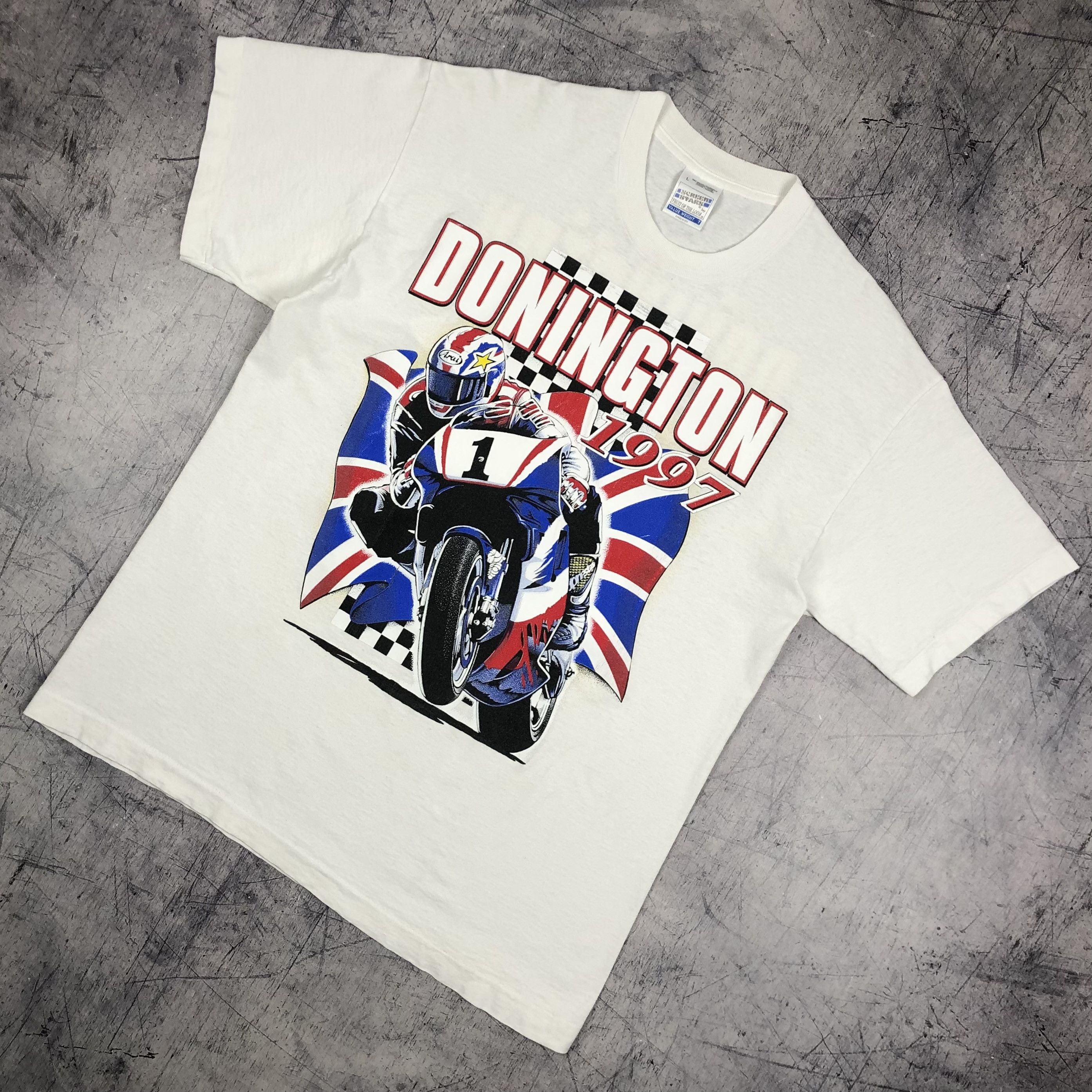 Vintage 1997 Donington MOTO Racing Grand Prix Tee Size US L / EU 52-54 / 3 - 3 Thumbnail