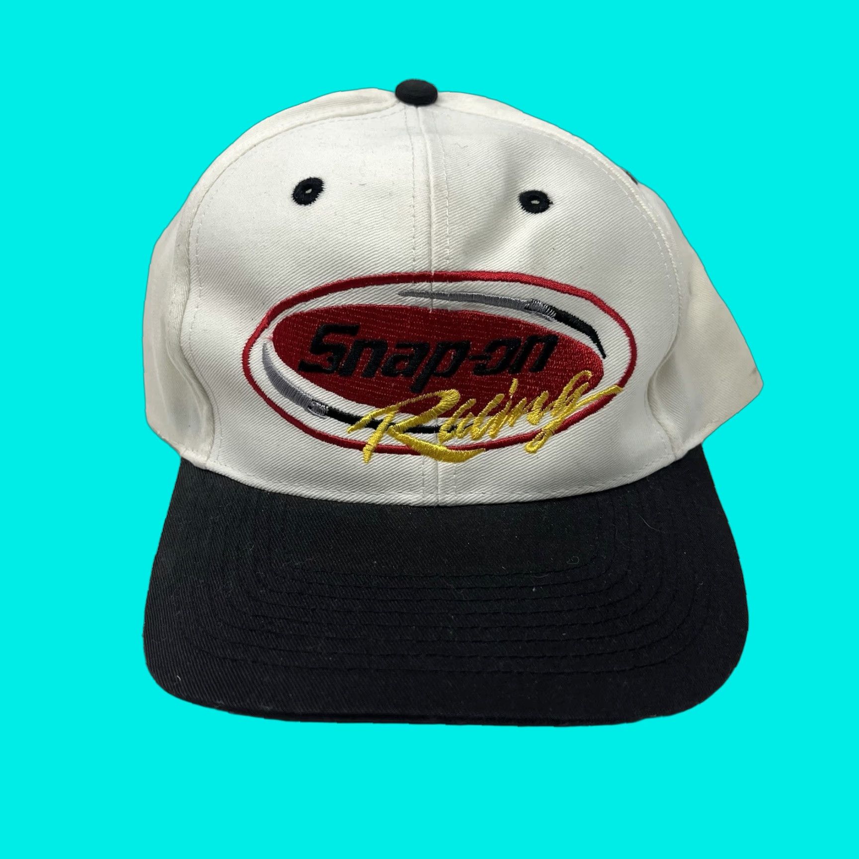 Vintage VINTAGE Snap-On Racing Snapback Hat White Black NASCAR 90s Mens One Size Black Snapback Size ONE SIZE - 1 Thumbnail