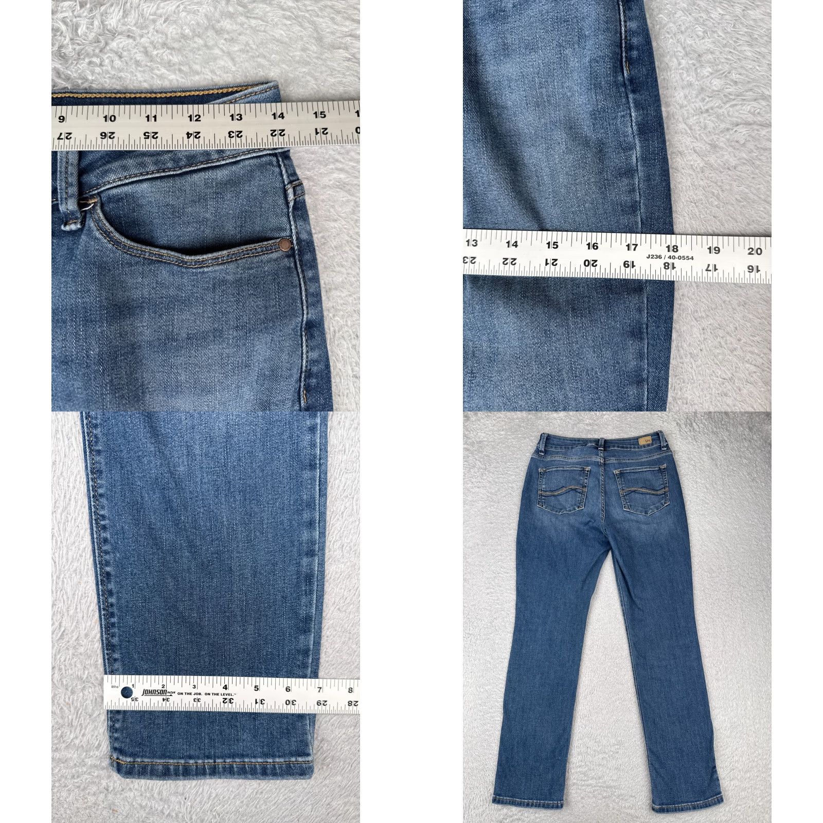 Lee Lee Jeans Junior 3 Blue Denim Regular Fit Straight Leg Mid Rise 27x28 Size 26" / US 2 / IT 38 - 9 Thumbnail