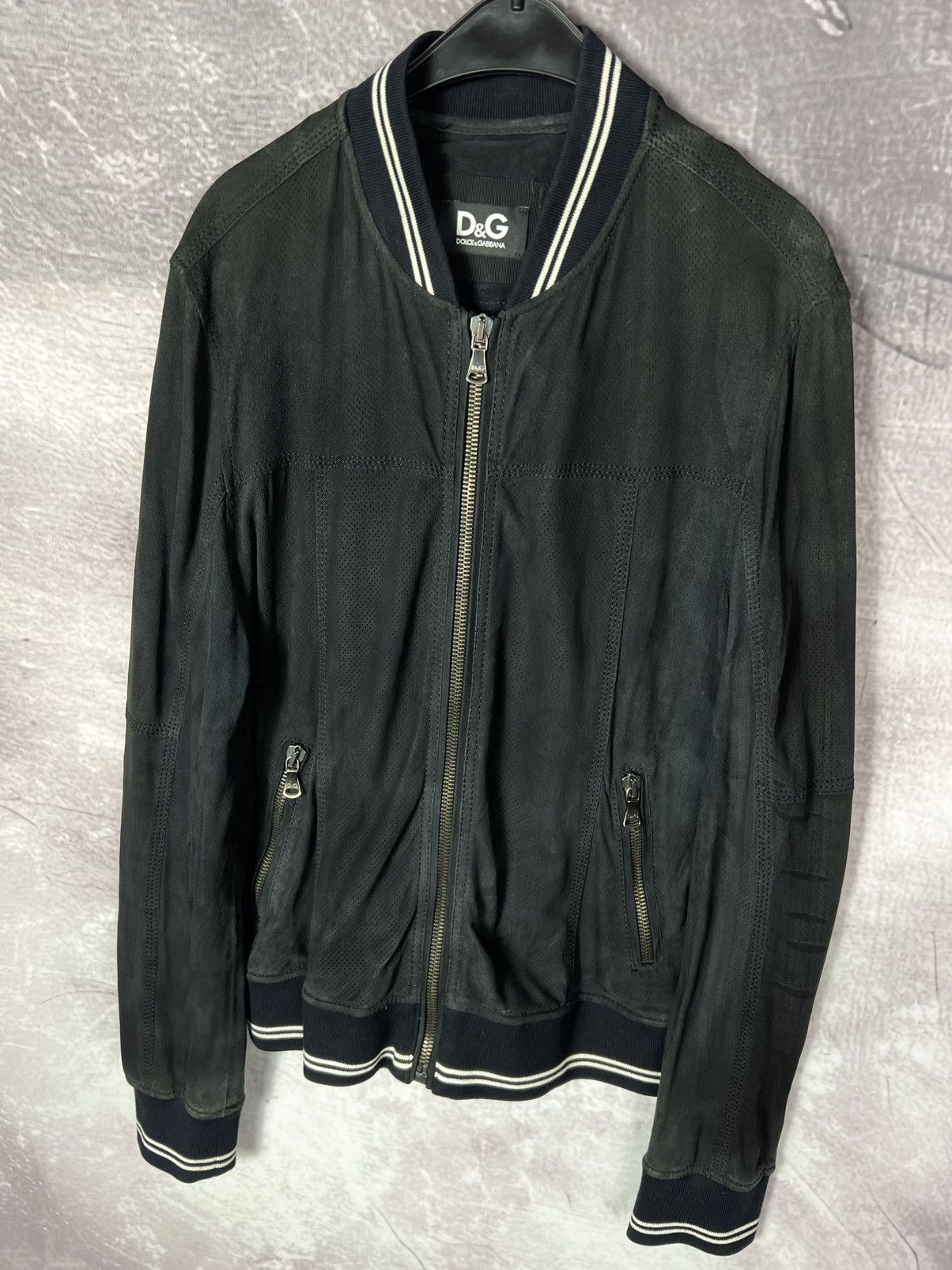 Dolce & Gabbana Dolce & Gabbana Perforated Goatskin Suede Bomber Jacket Size US L / EU 52-54 / 3 - 5 Thumbnail