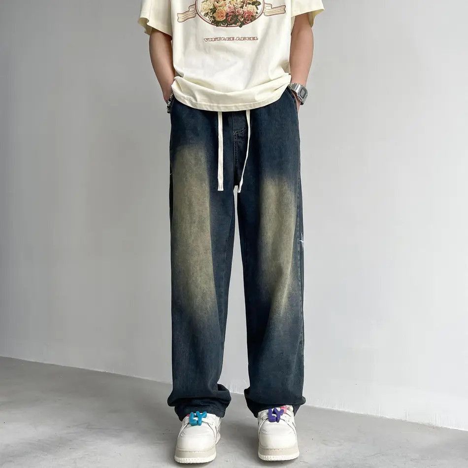 Japanese Brand Retro loose straight leg embroidered jeans Size US 32 / EU 48 - 3 Thumbnail