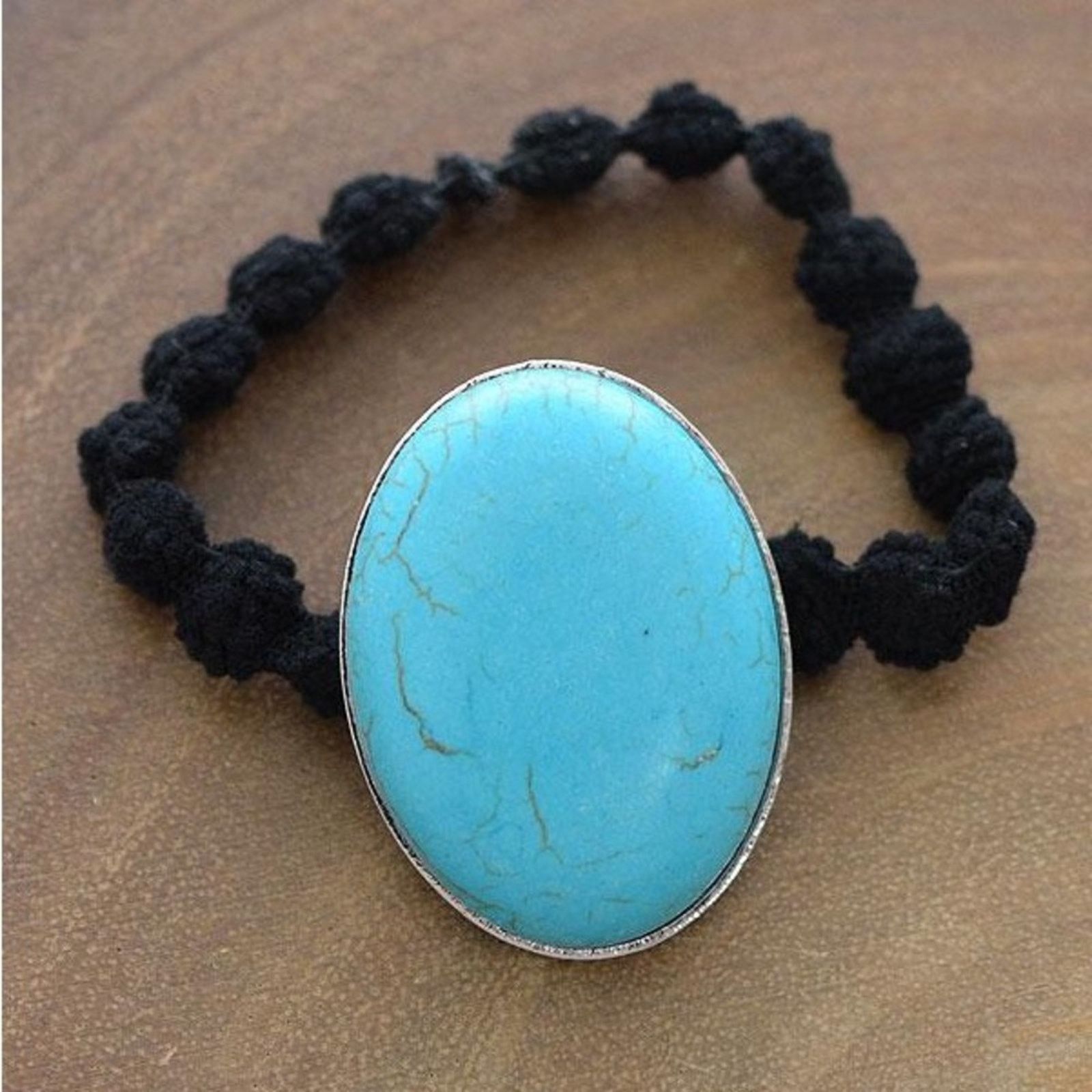 Tibi Western Oval Turquoise Ponytail Holder NWT Size ONE SIZE - 1 Thumbnail