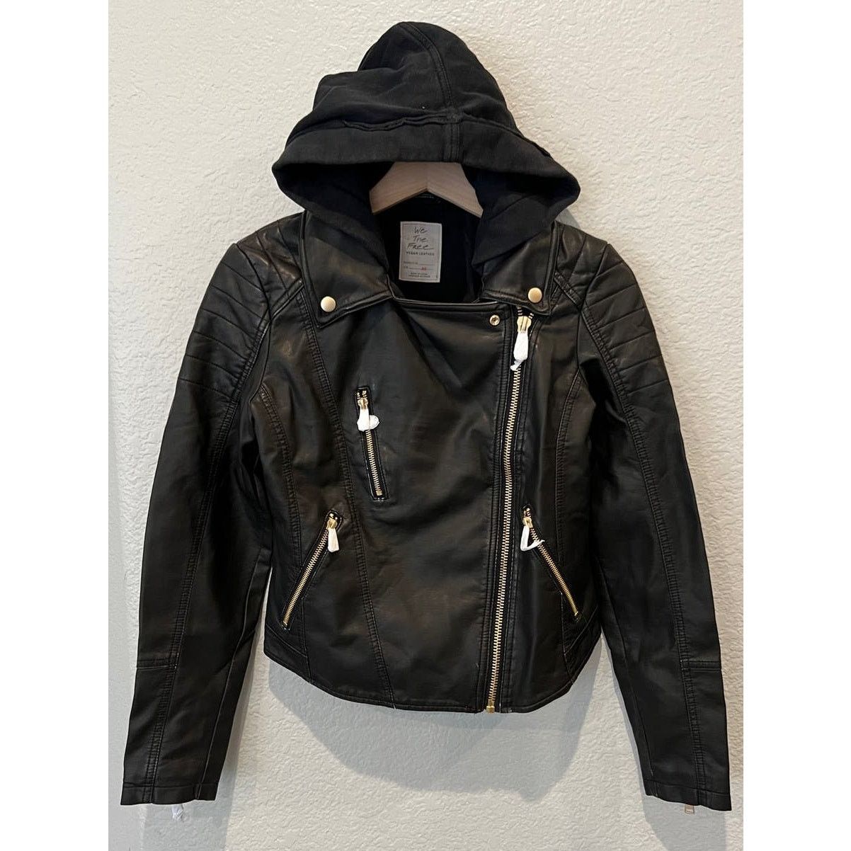 Free People Free People Harriett Hooded Faux Leather Moto Jacket (XS) Size XS / US 0-2 / IT 36-38 - 5 Thumbnail