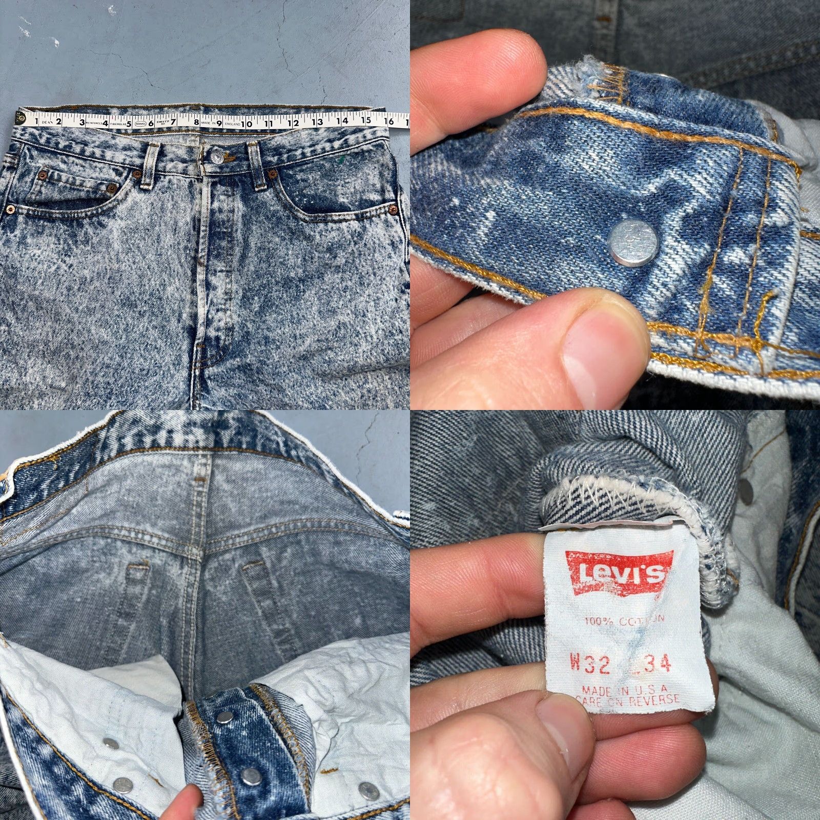 Levi's Levi's 501 Vintage 80s USA Straight Leg Jeans Blue Acid Wash 32x34 31x33 Act 31x33 Size US 32 / EU 48 - 8 Thumbnail