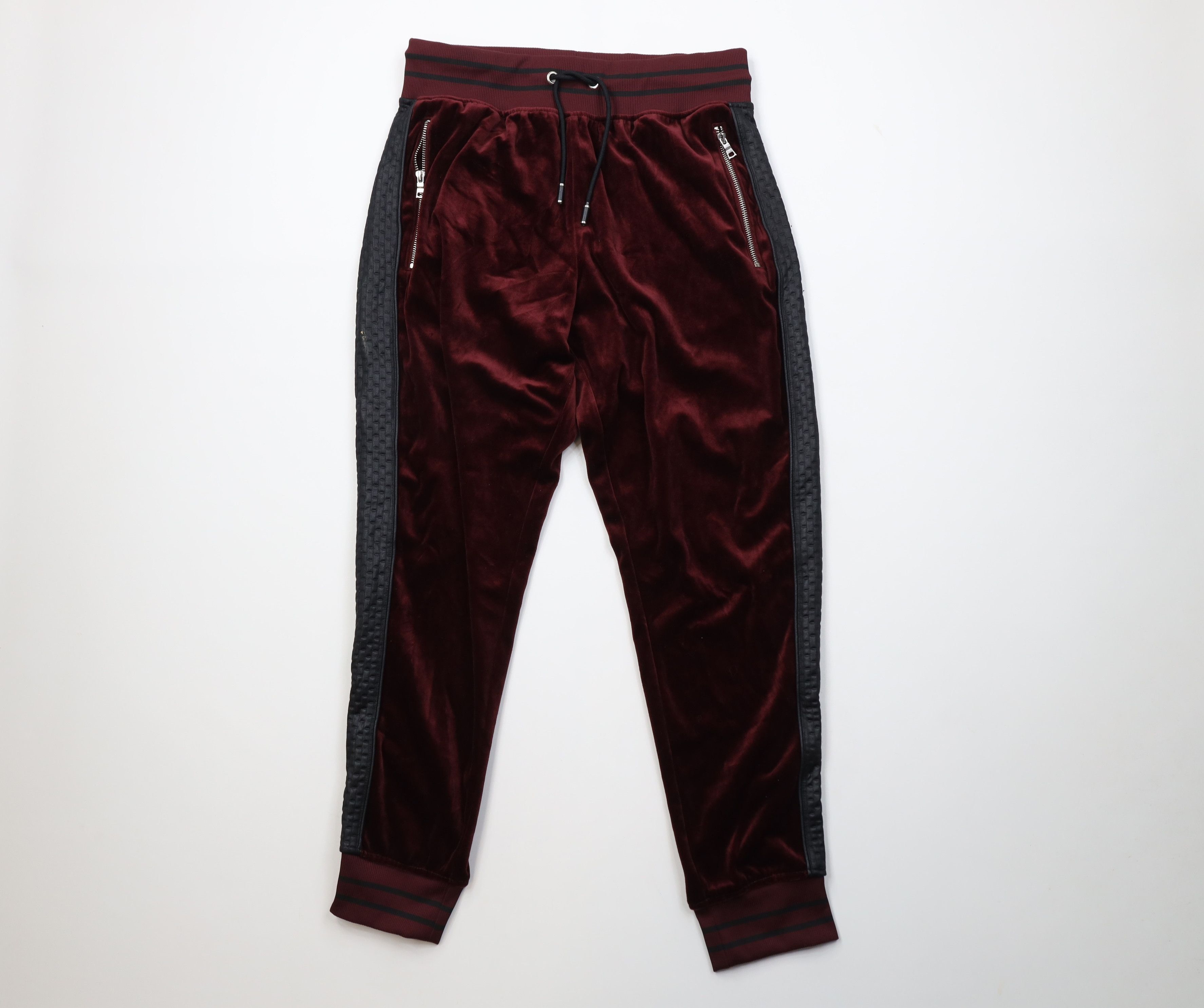 Vintage Y2K Streetwear Block Velour Cuffed Sweatpants Joggers Red Size US 34 / EU 50 - 1 Thumbnail