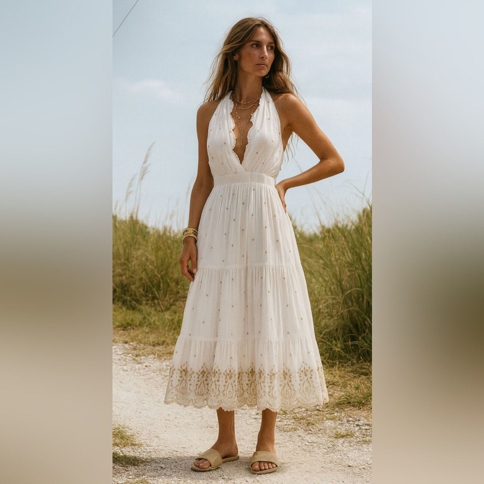 Other NWT Guadalupe $300 Johana White Halter Maxi Dress Size Small Size S / US 4 / IT 40 - 1 Thumbnail