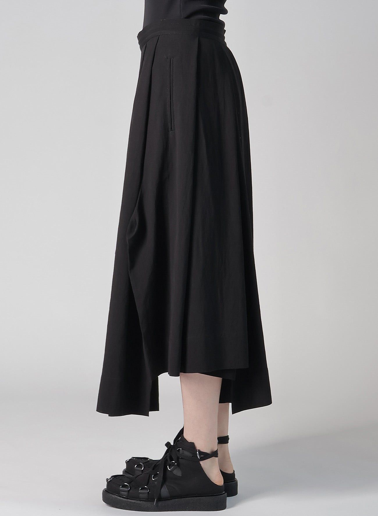 Yohji Yamamoto Yohji Yamamoto - POPLIN UNBALANCED TUCK SKIRT HAKAMA PANTS Size 31" - 2 Thumbnail