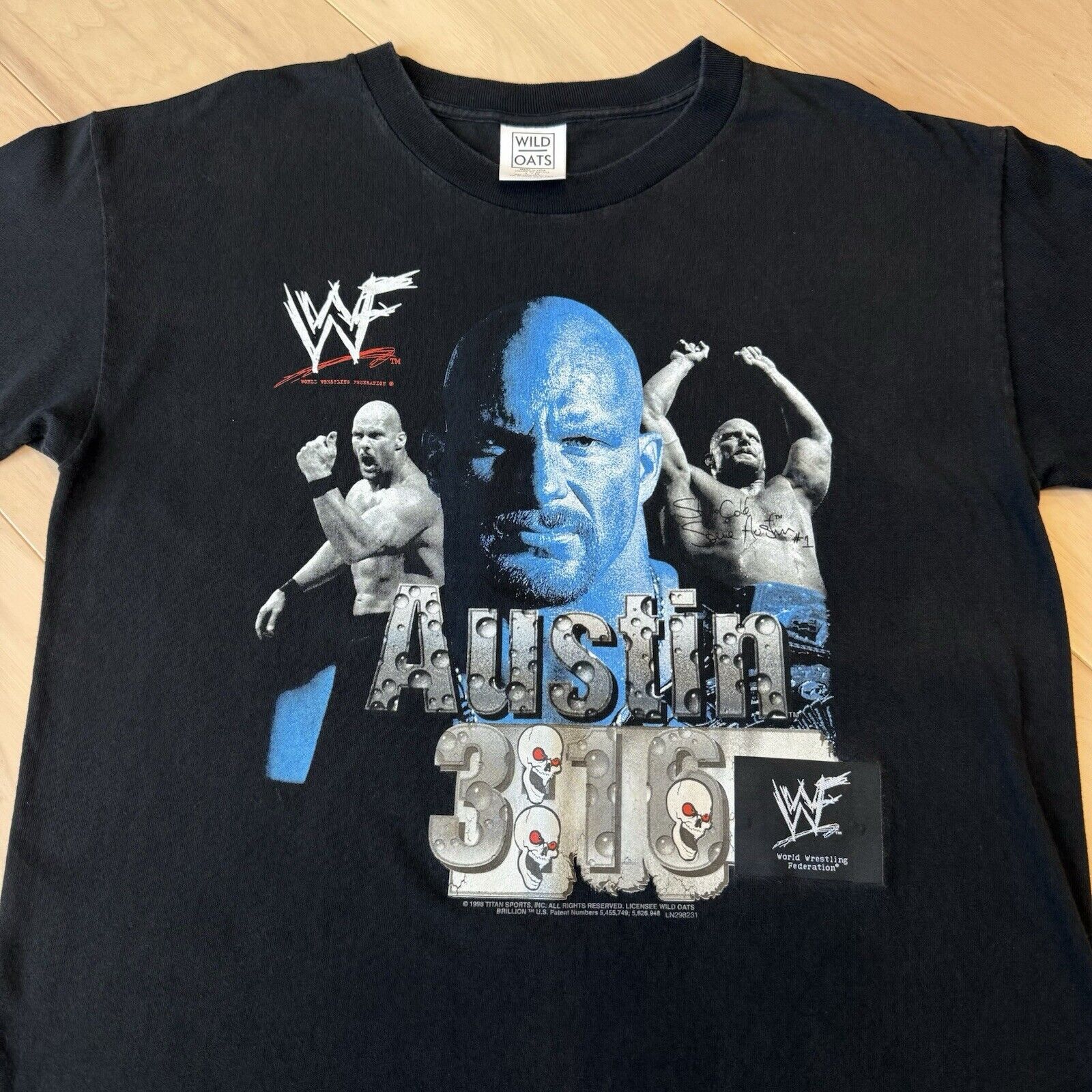 Vintage Vintage Stone Cold Steve Austin Shirt Large Black 90s WWF Size US L / EU 52-54 / 3 - 3 Thumbnail