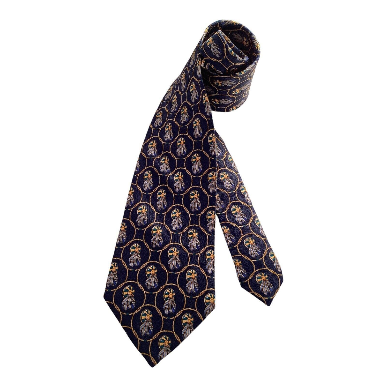 Cerruti 1881 CERRUTI 1881 Blue Ribbon Print Silk Tie France W: 3.75" Size ONE SIZE - 1 Thumbnail
