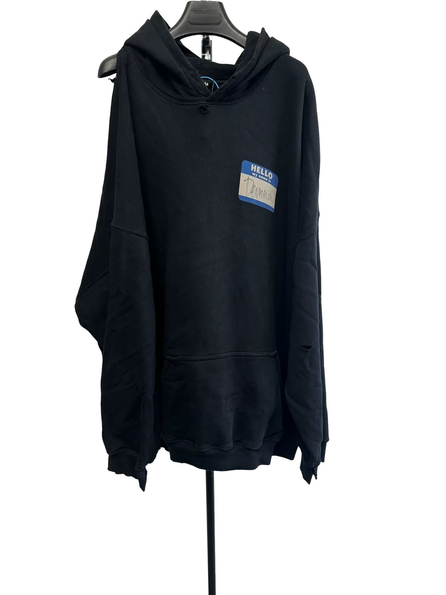 Balenciaga Balenciaga Distressed Name Tag Hoodie Size L Size US L / EU 52-54 / 3 - 1 Thumbnail