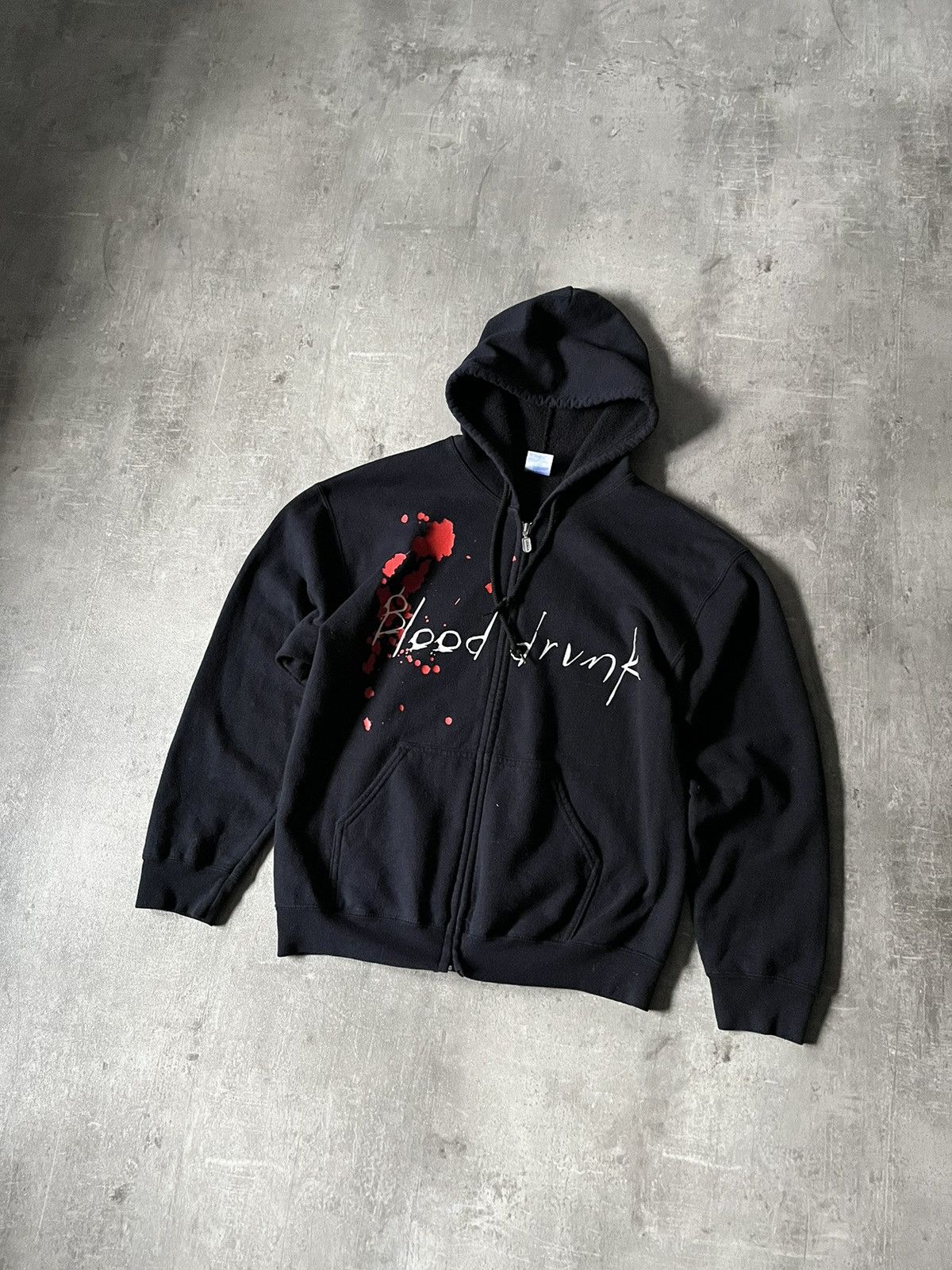 image of Band Tees x Rock T Shirt Vintage Children Of Bodom Blood Drunk Zip Up Hoodie in Black (Size Medium)