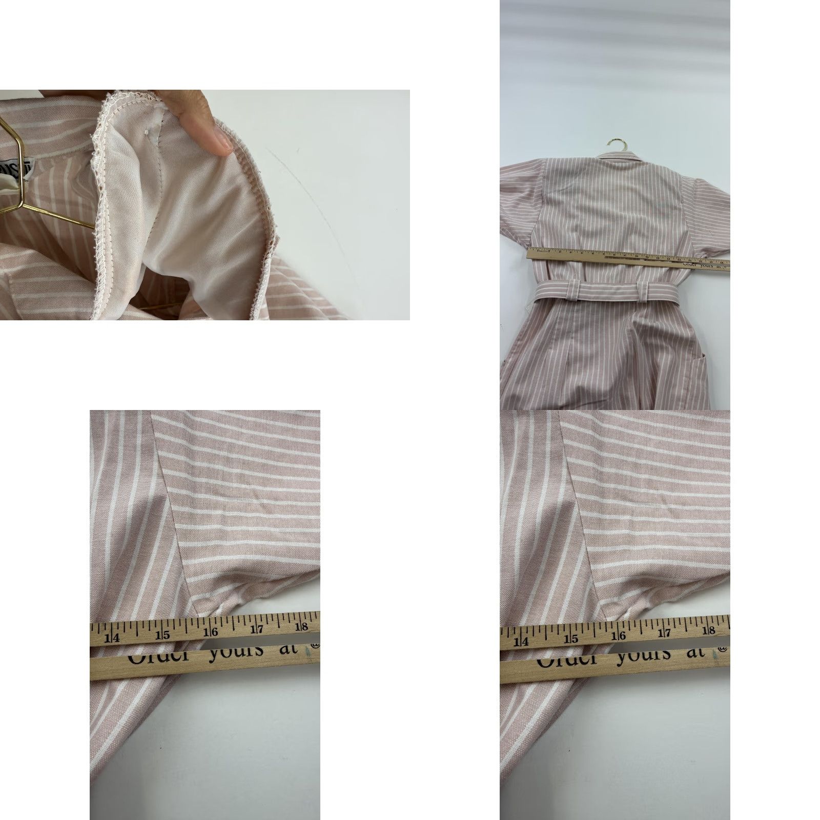 Vintage VINTAGE Taurus II Shirt Dress Womens 6 Pink White Stripe Belted Made in USA 80s Size M / US 6-8 / IT 42-44 - 8 Thumbnail